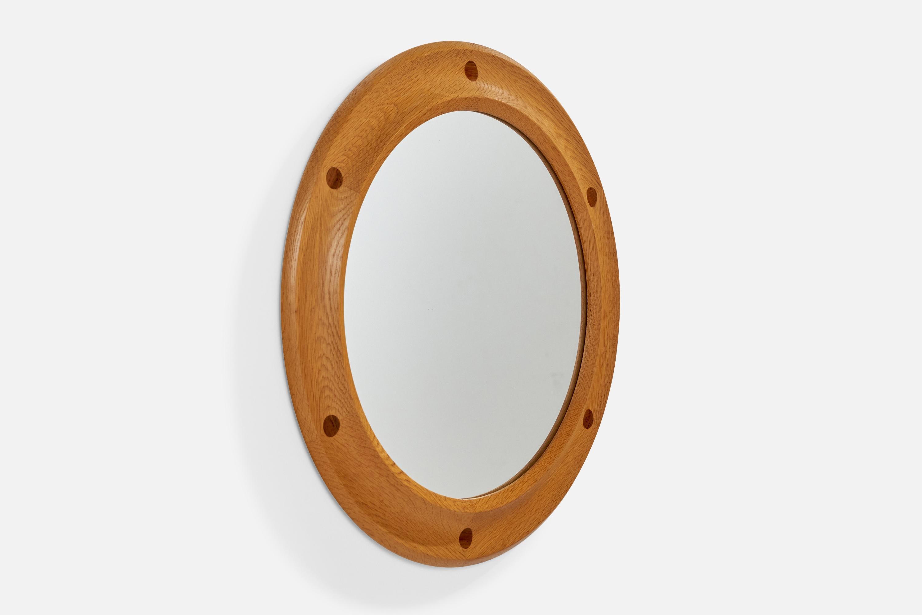 Mid-Century Modern Miroir mural en chêne et bois de rose de Frseke Nybrofabriken, Suède, années 1960 en vente