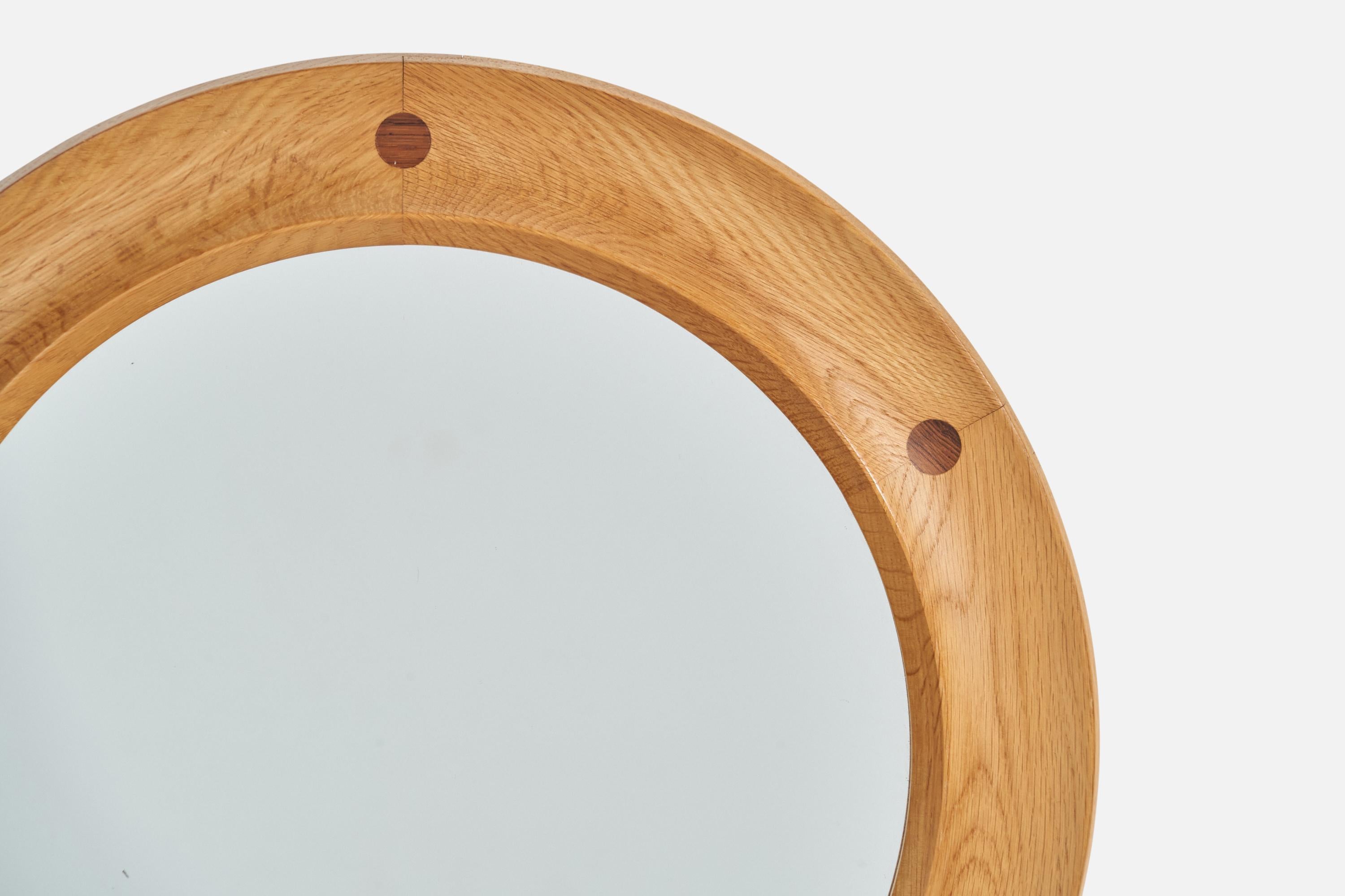 Fröseke Nybrofabriken, Wall Mirror, Oak, Rosewood, Sweden, 1960s In Good Condition For Sale In High Point, NC