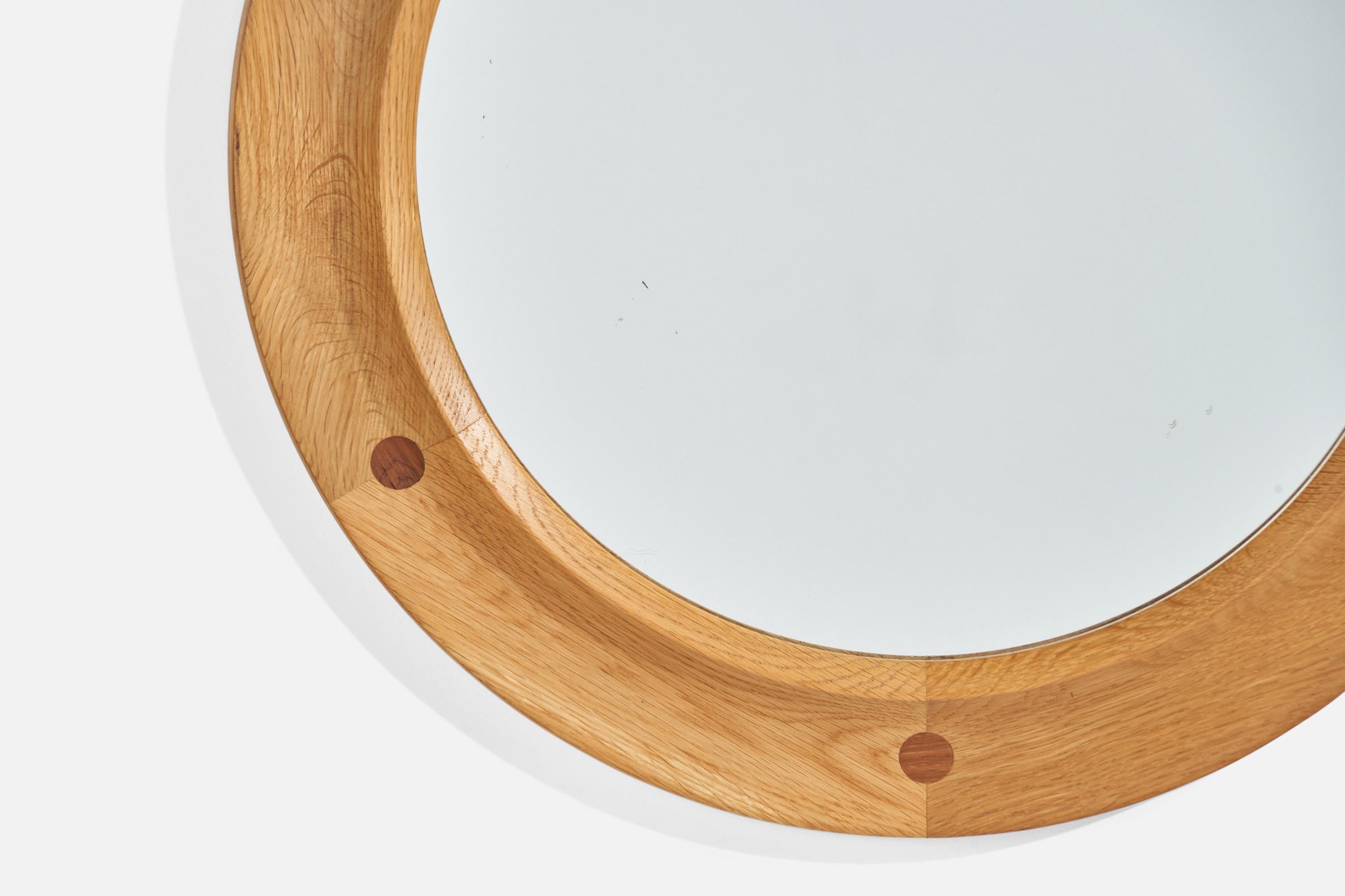 Mid-20th Century Fröseke Nybrofabriken, Wall Mirror, Oak, Rosewood, Sweden, 1960s For Sale