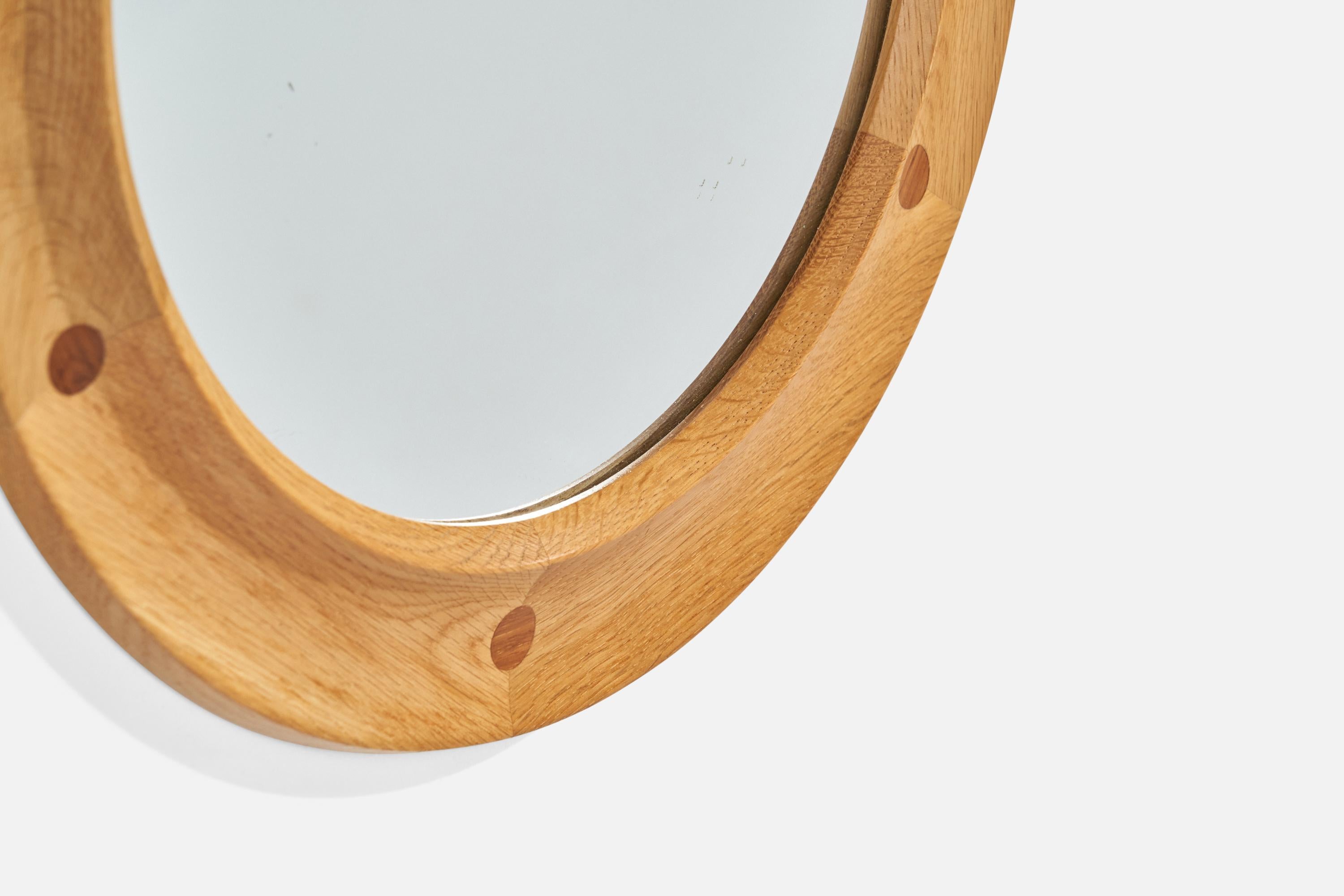 Fröseke Nybrofabriken, Wall Mirror, Oak, Rosewood, Sweden, 1960s For Sale 1