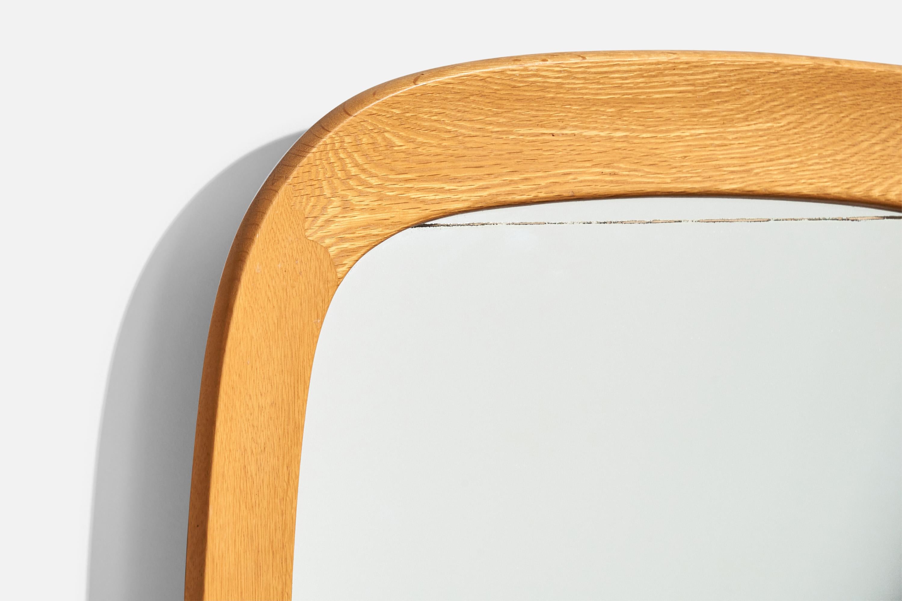 Suédois Fröseke, grand miroir mural, Oak Oak, Suède, années 1960 en vente