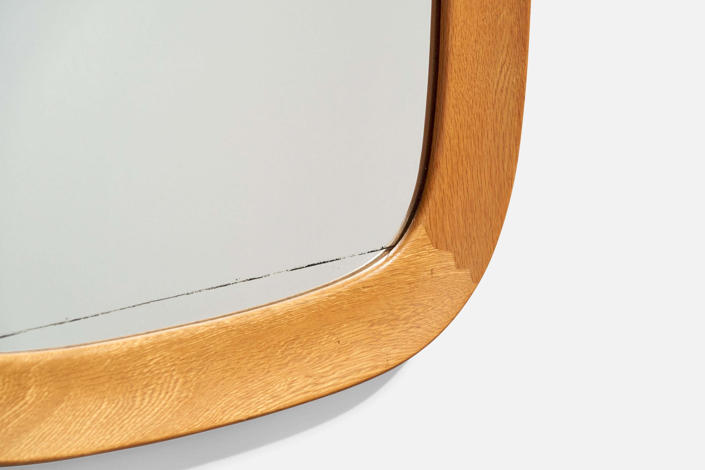 Chêne Fröseke, grand miroir mural, Oak Oak, Suède, années 1960 en vente