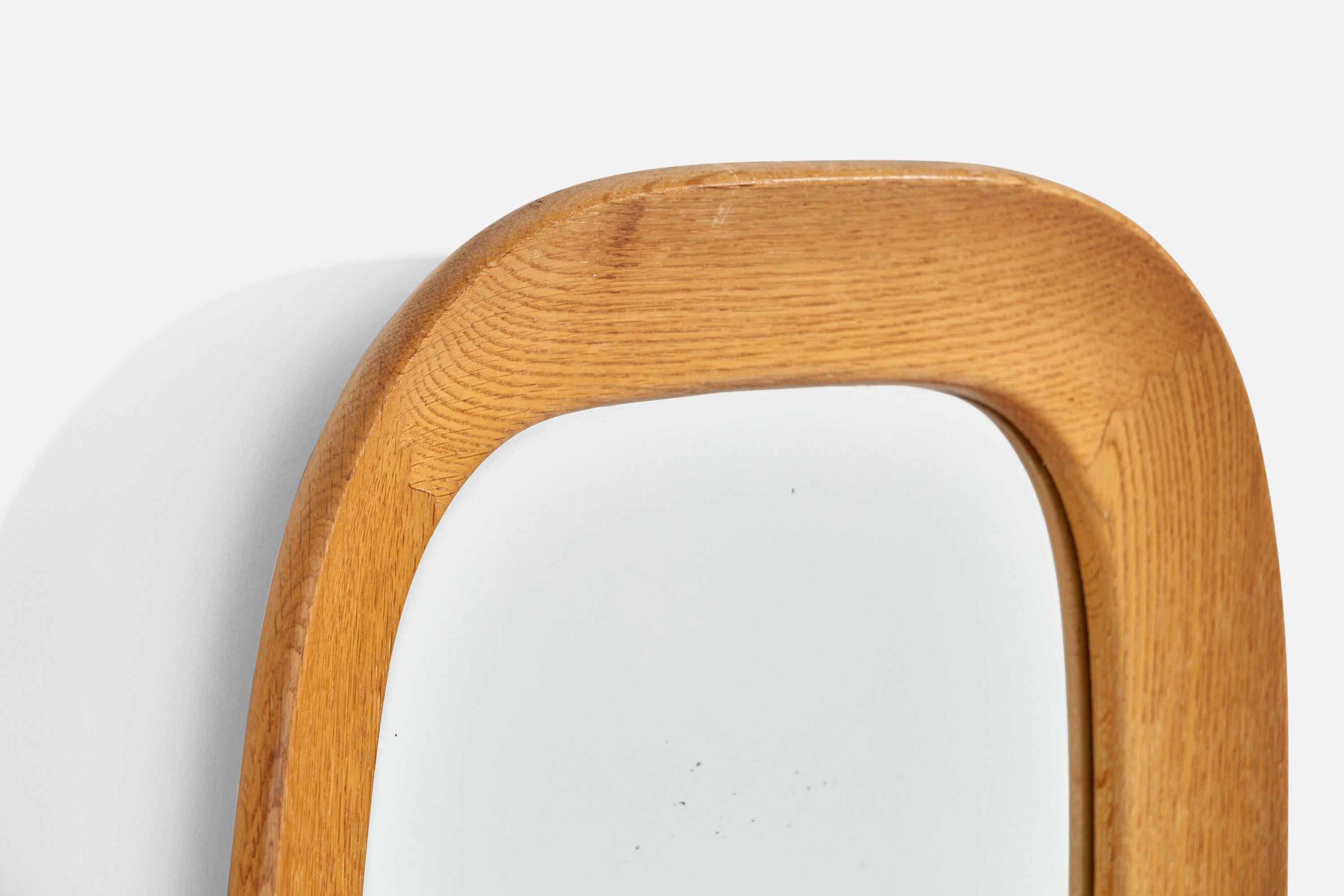 Mid-20th Century Fröseke, Wall Mirror, Oak, Sweden, 1960s For Sale