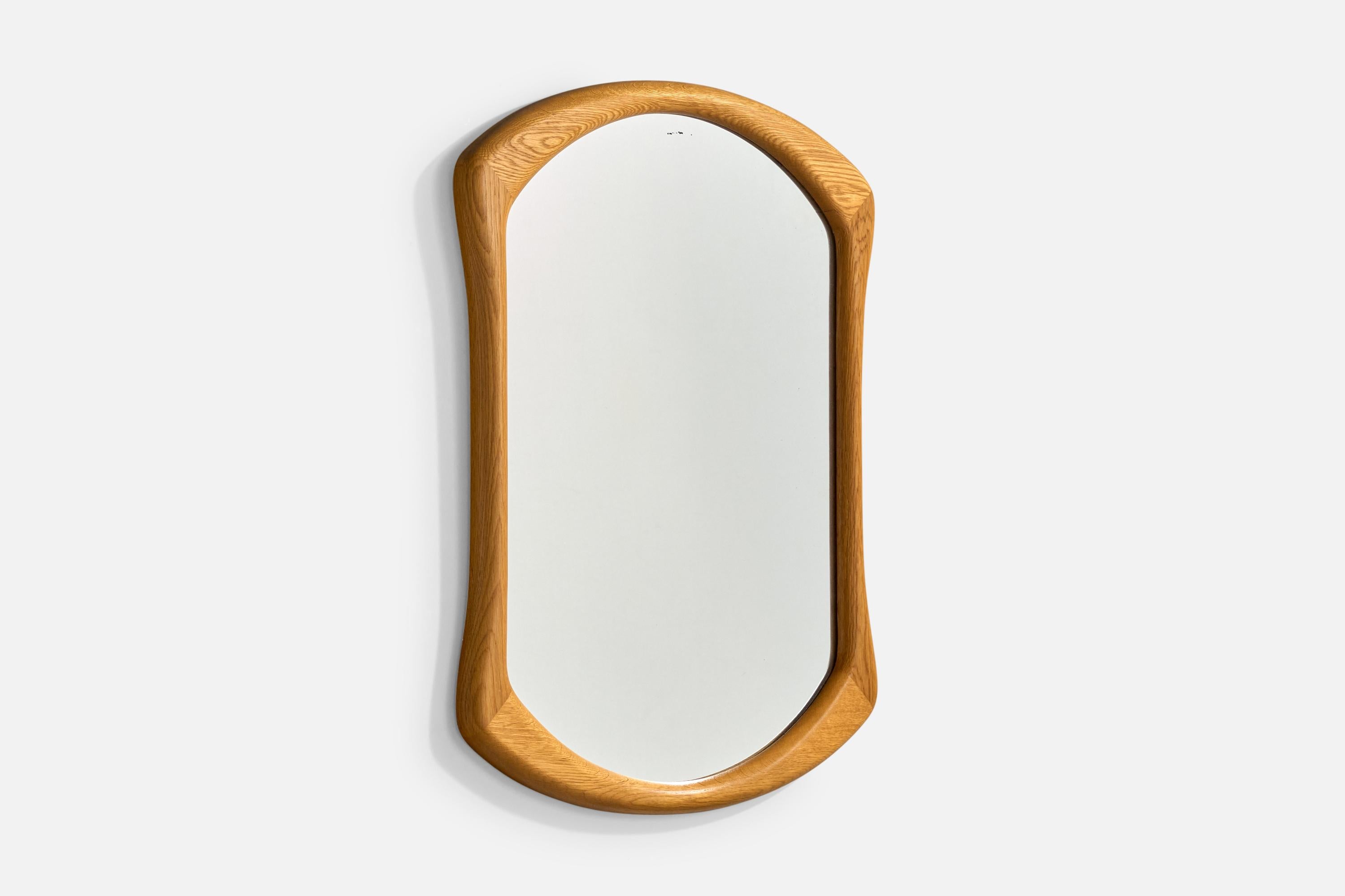 Mid-Century Modern Fröseke, miroir mural, Oak Oak, Suède, années 1960 en vente