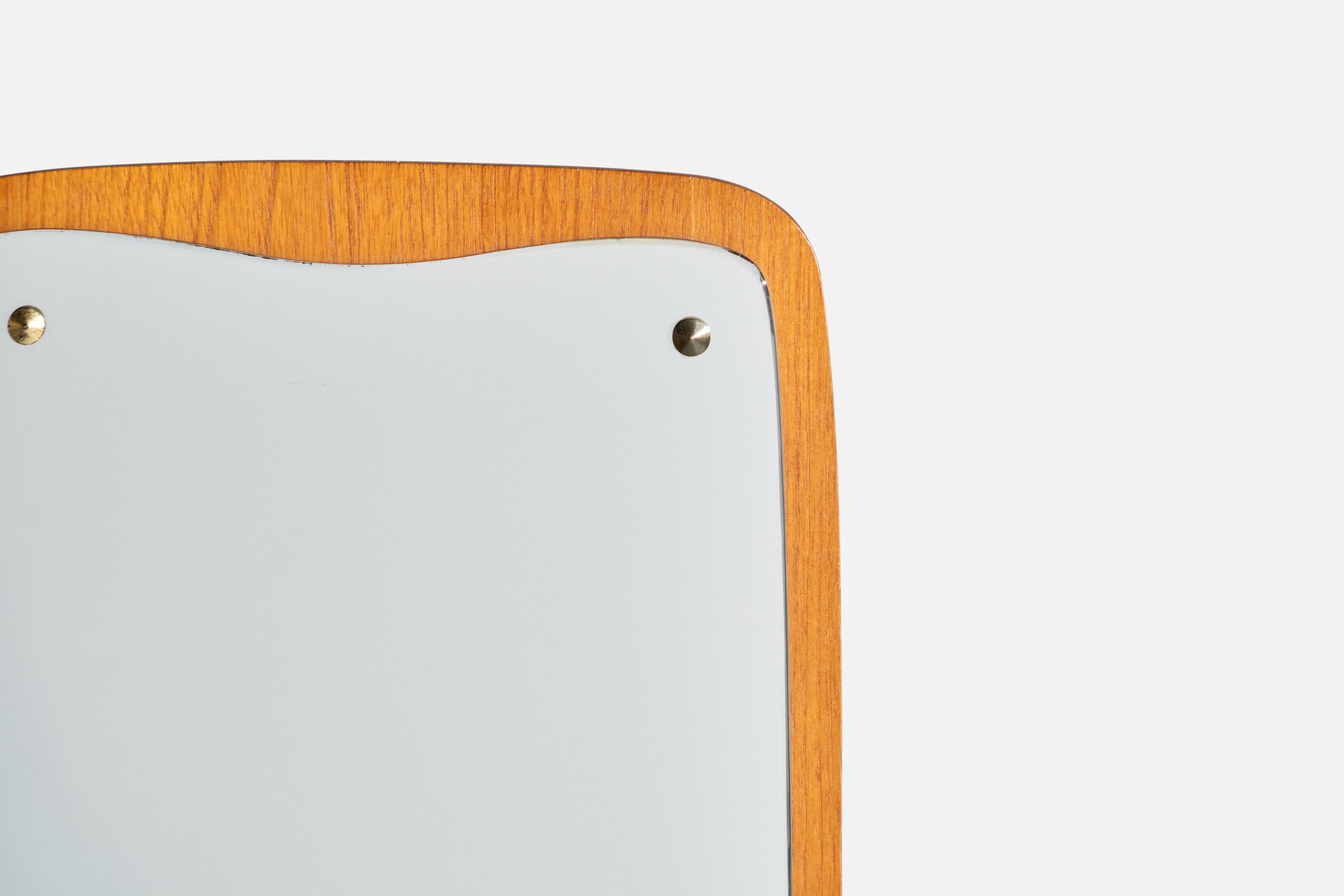 Fröseke, Wall Mirror, Teak, Brass, Sweden, 1950s In Good Condition For Sale In High Point, NC