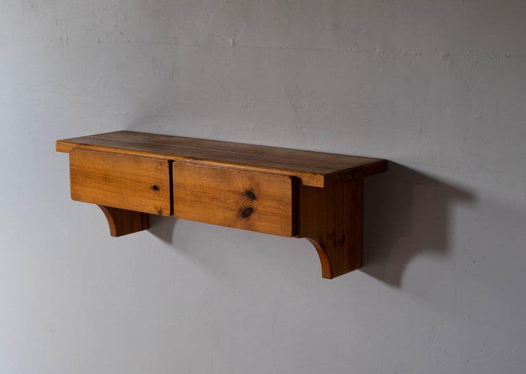 Fröseke, Wall Mounted Console or Pine, Sweden, 1960s For Sale