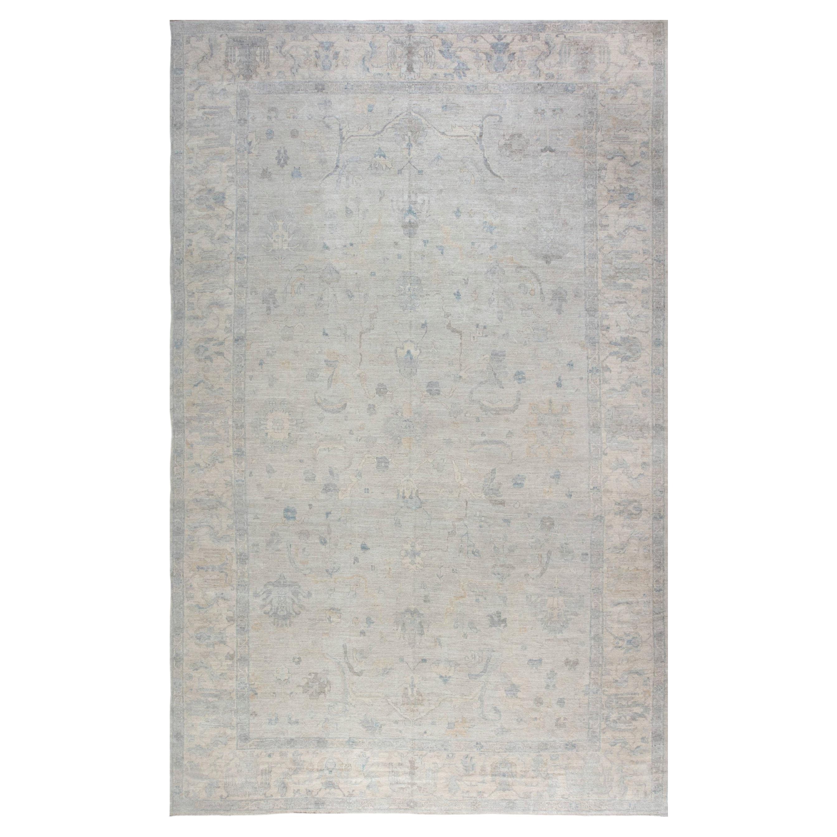 Frost-Kissed Light Gray Floral-Design Carpet "Frostvine" by Doris Leslie Blau
