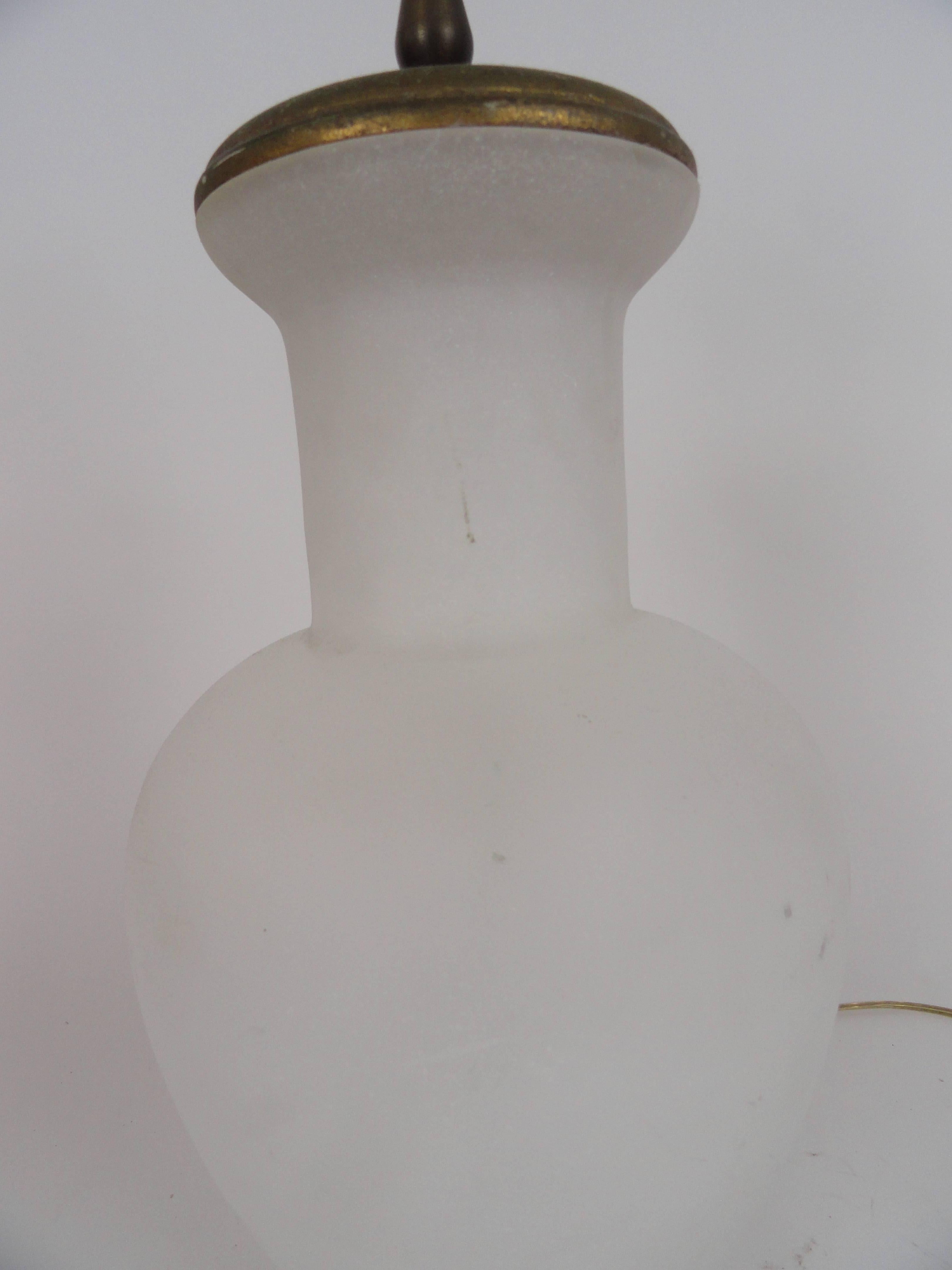 Frosted 1970s Glass Lamp For Sale 1