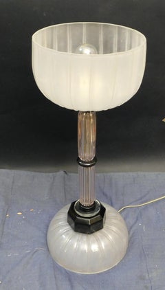 Frosted and Clear Murano Glass Table Lamp