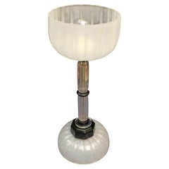 Frosted and Clear Murano Glass Table Lamp