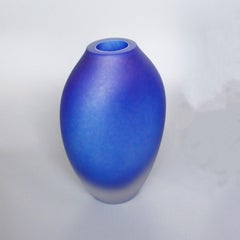Frosted Blue Murano Glass Vase by Ercole Barovier for Barovier & Toso circa 1970