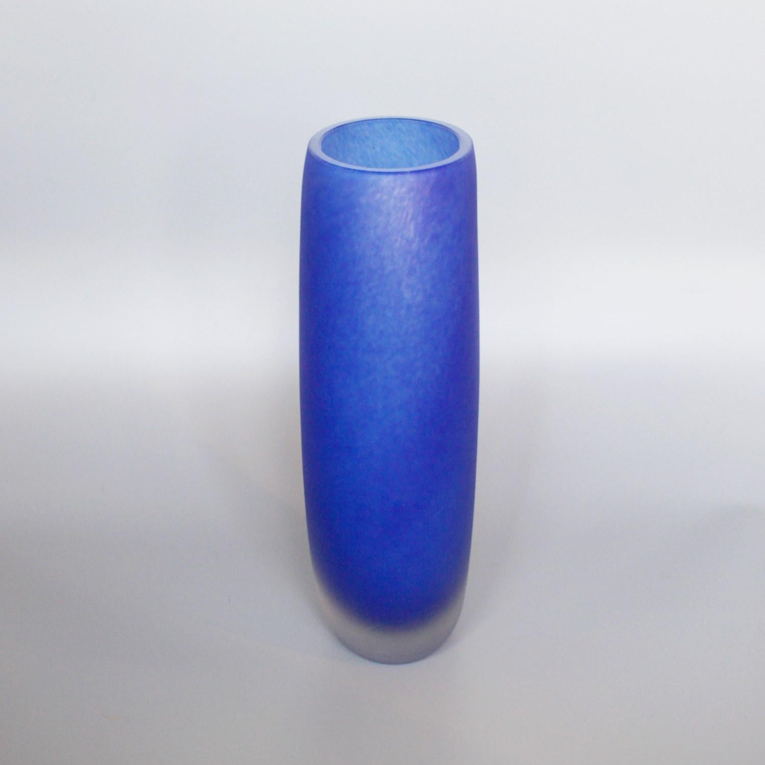 A frosted blue glass Murano vase by Ercole Barovier for Barovier & Toso in Murano Italy. Signed to underneath. 

Dimensions: H 33cm, W 14cm, D 9.5cm

Origin: Italy

Date: circa 1970s

Barovier & Toso is the oldest glass company in Italy,