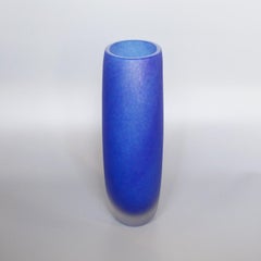 Frosted Blue Murano Glass Vase by Ercole Barovier for Barovier & Toso circa 1970