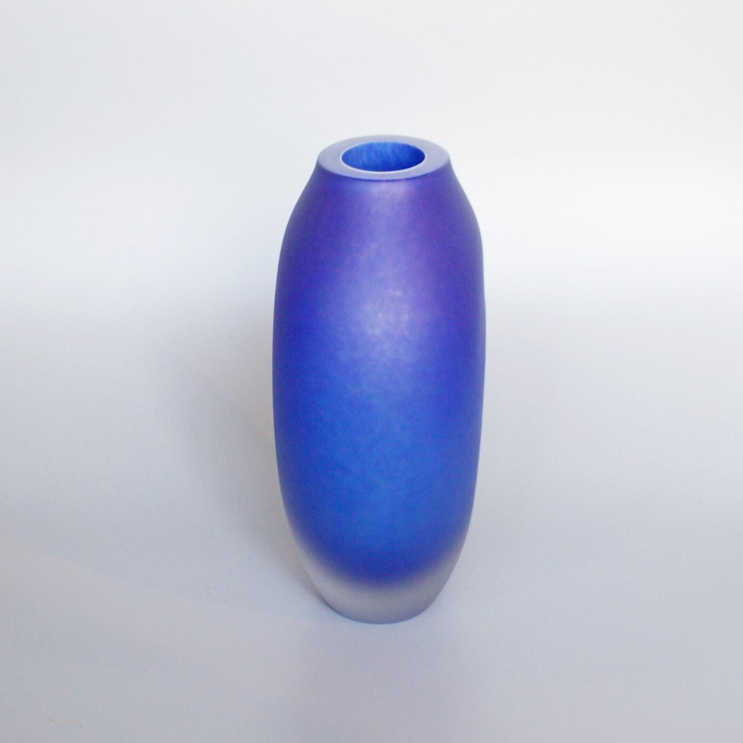 Italian Frosted Blue Murano Glass Vase by Ercole Barovier for Barovier & Toso circa 1970