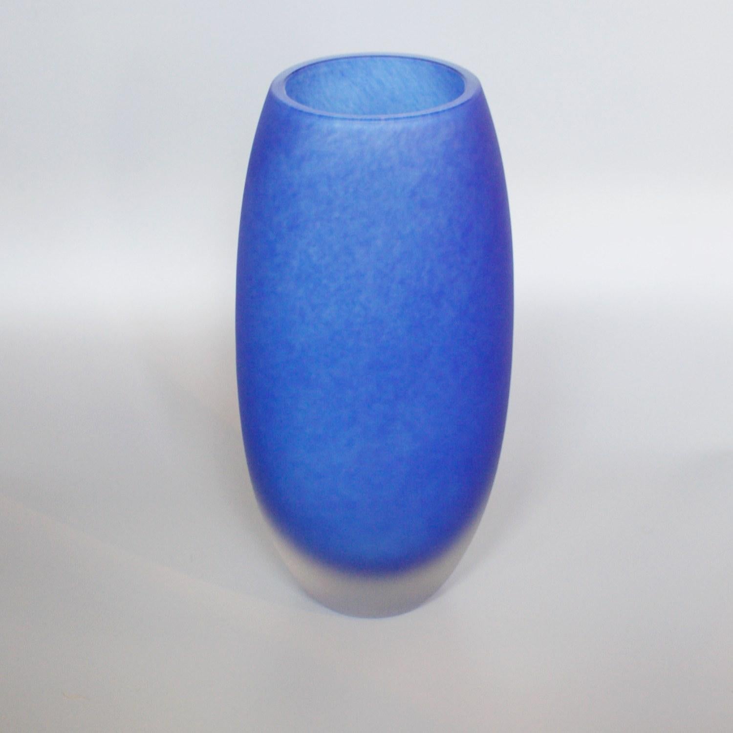 frosted blue glass vase