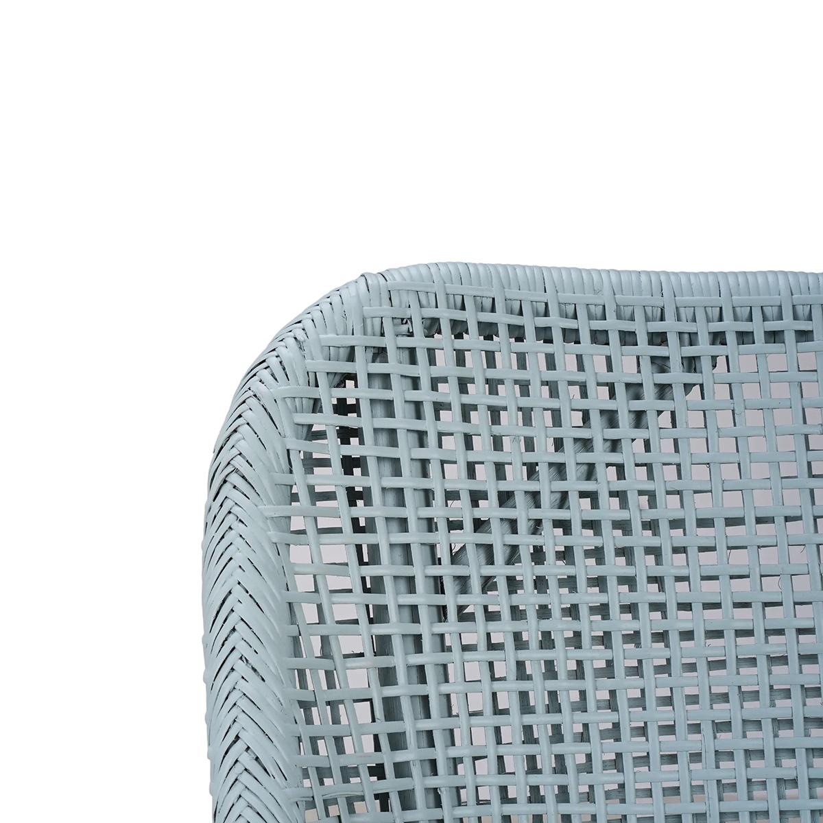 Rattan-Esszimmerstuhl Blau mattiert (Indonesisch) im Angebot