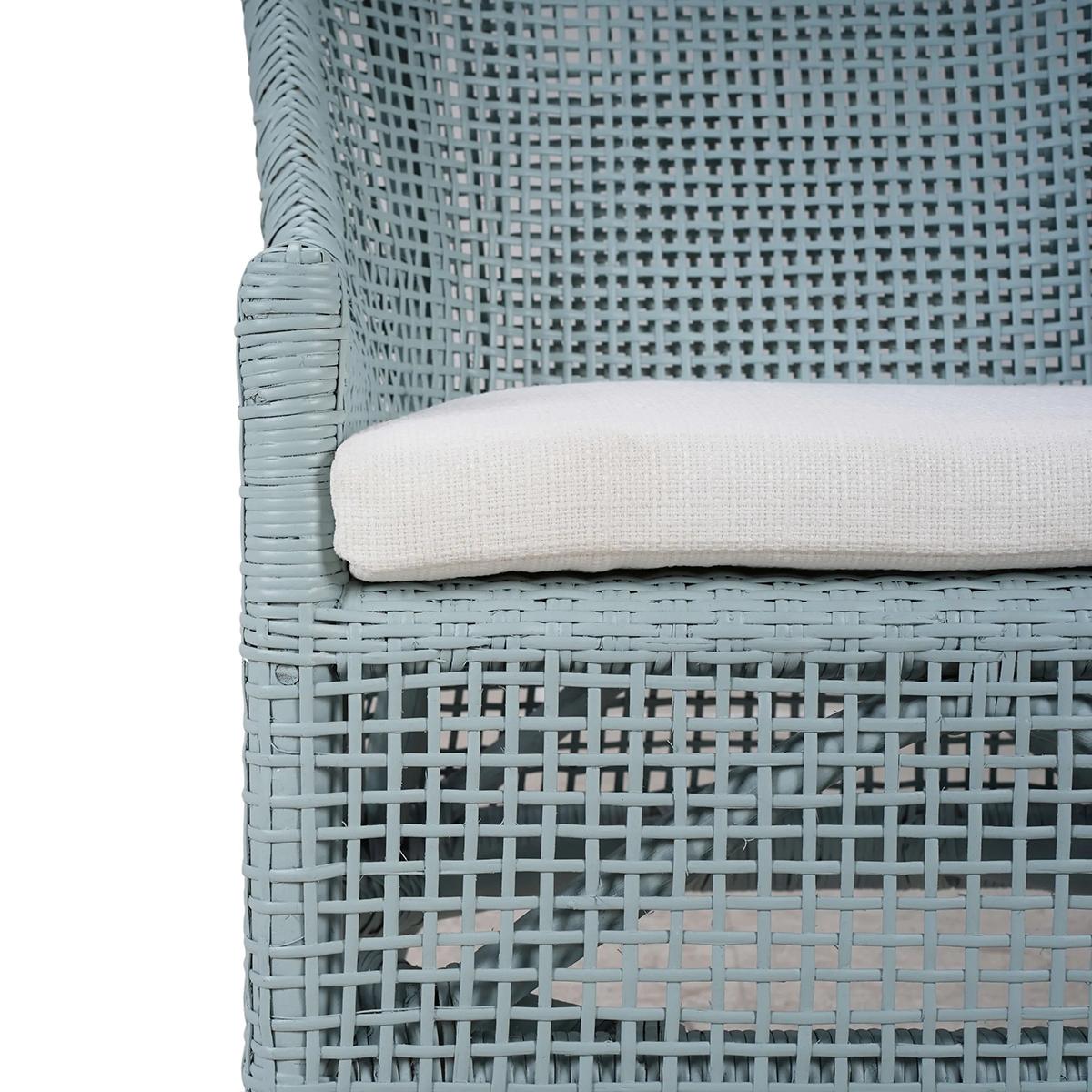 Rattan-Esszimmerstuhl Blau mattiert (21. Jahrhundert und zeitgenössisch) im Angebot