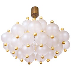 1960 Germany Kinkeldey Chandelier Frosted Glass Balls & Brass