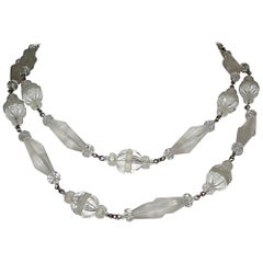 Vintage Frosted Camphor Glass Bead Flapper Necklace