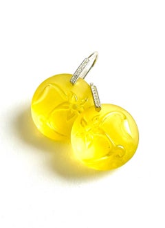 Frosted Carved Lemon Quartz Earrings