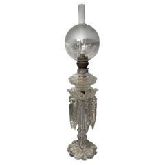 Frosted Clear Cut Crystal Banquet Oil Lamp