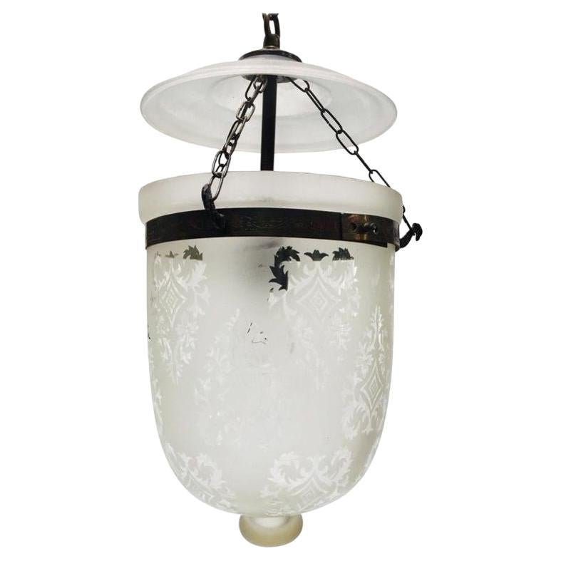 Frosted Clear Glass Bell Jar Hall Lantern For Sale