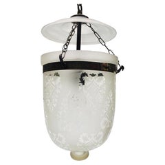 Antique Frosted Clear Glass Bell Jar Hall Lantern