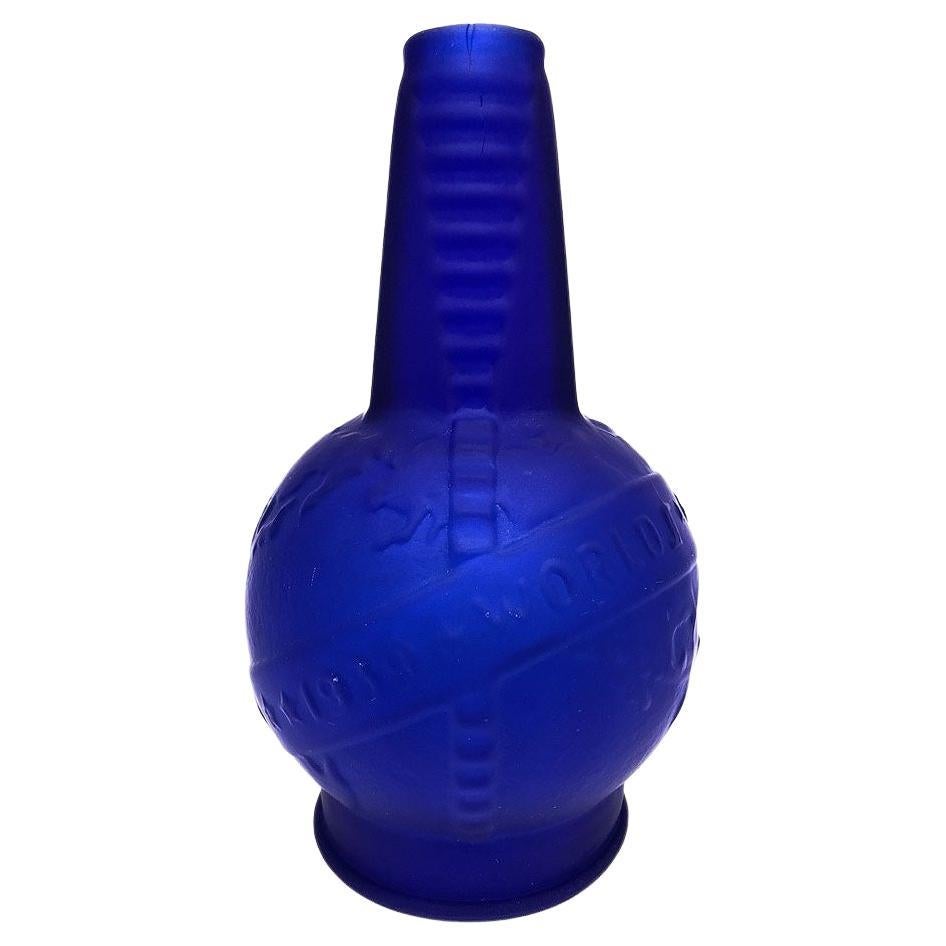 Frosted Cobalt Blue 1939 World Fair Bottle Lamp Base by Sarsaparilla
