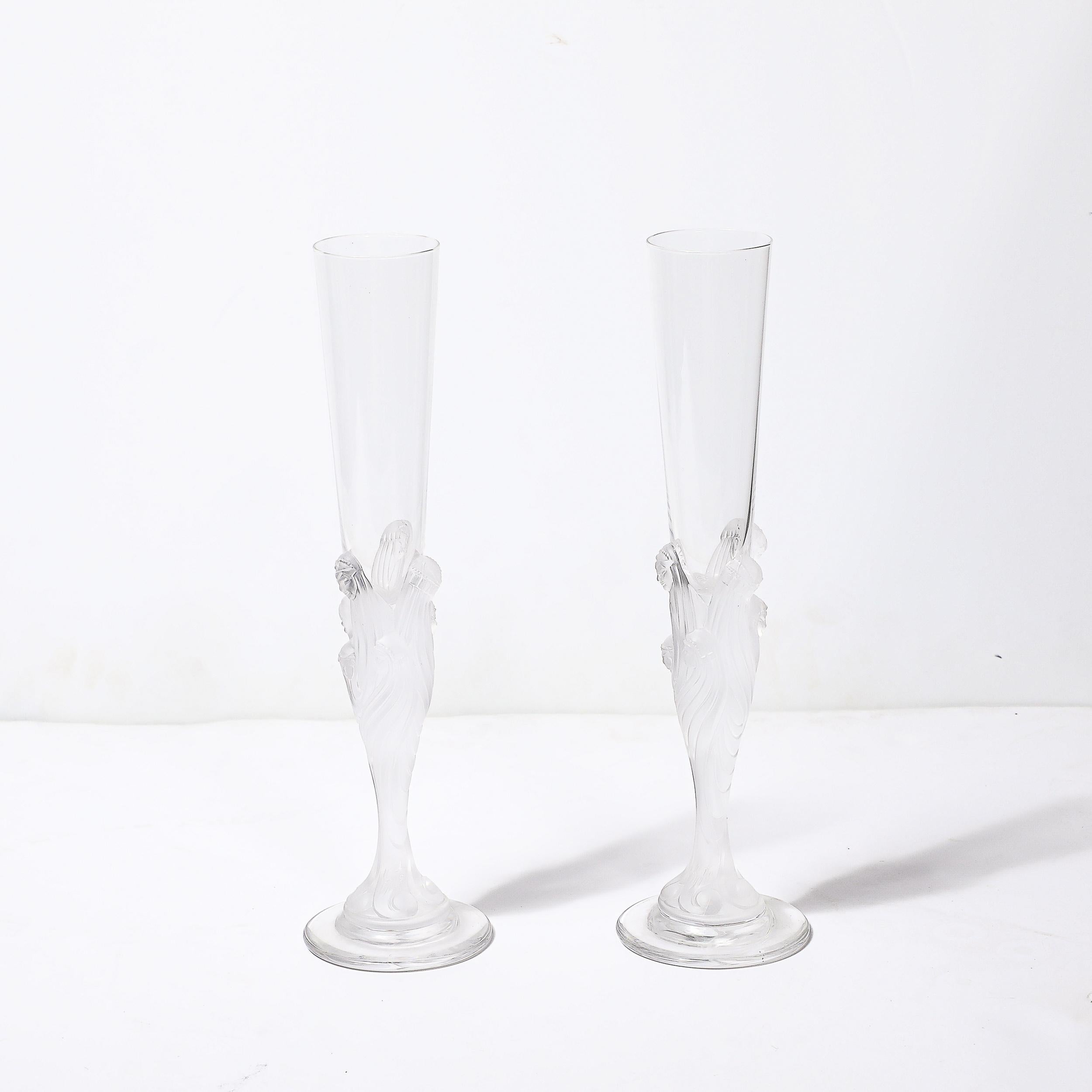 Art Déco Champagne in cristallo smerigliato 