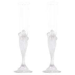 Frosted Crystal Champagne "Flute Majestique" Signed Erté by Romain De Tirtoff