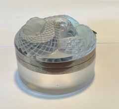 Frosted Crystal Coiled Serpent / Snake Lidded Powder Jar by Lalique of France