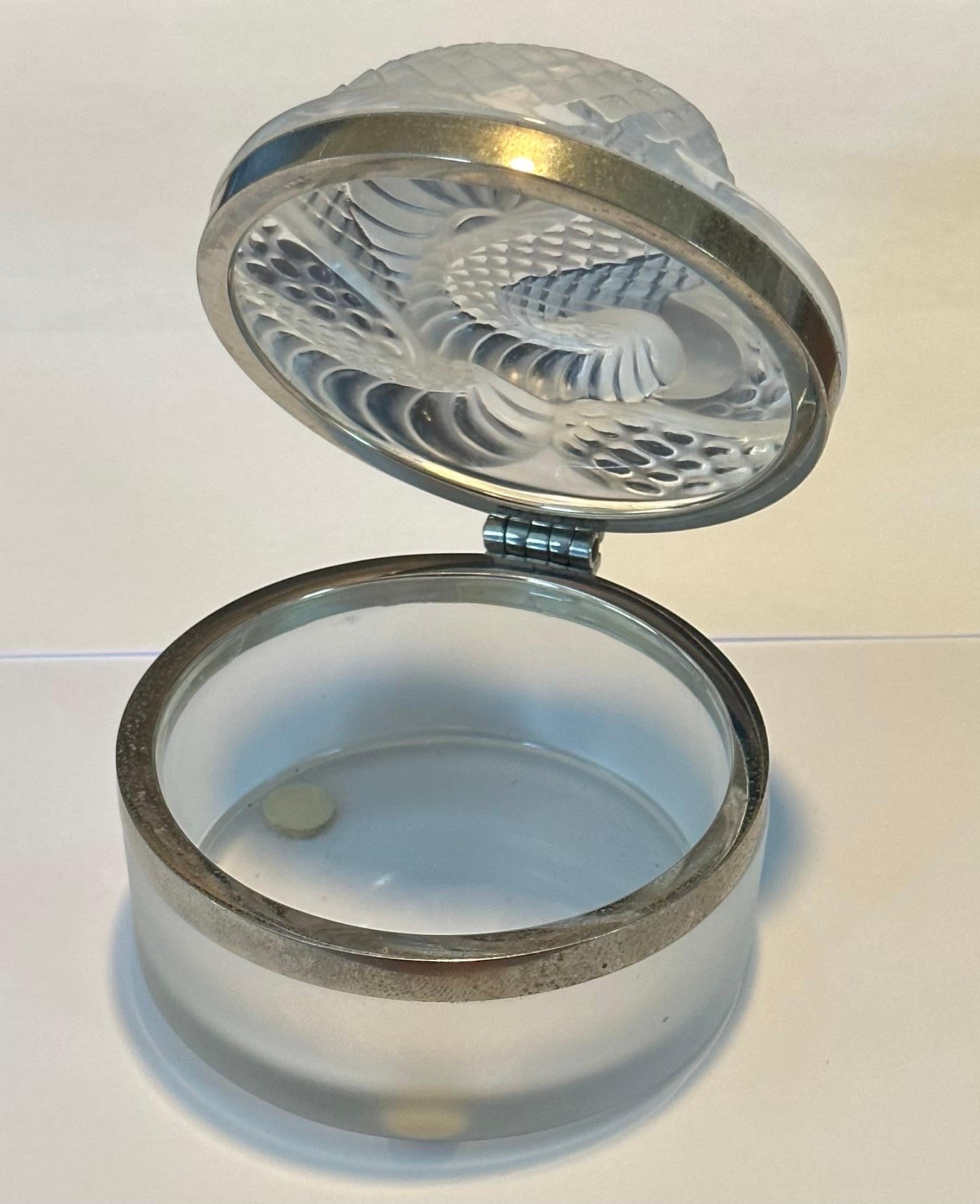 Frosted Crystal Coiled Serpent / Snake Lidded Powder Jar by Lalique of France In Good Condition In San Diego, CA