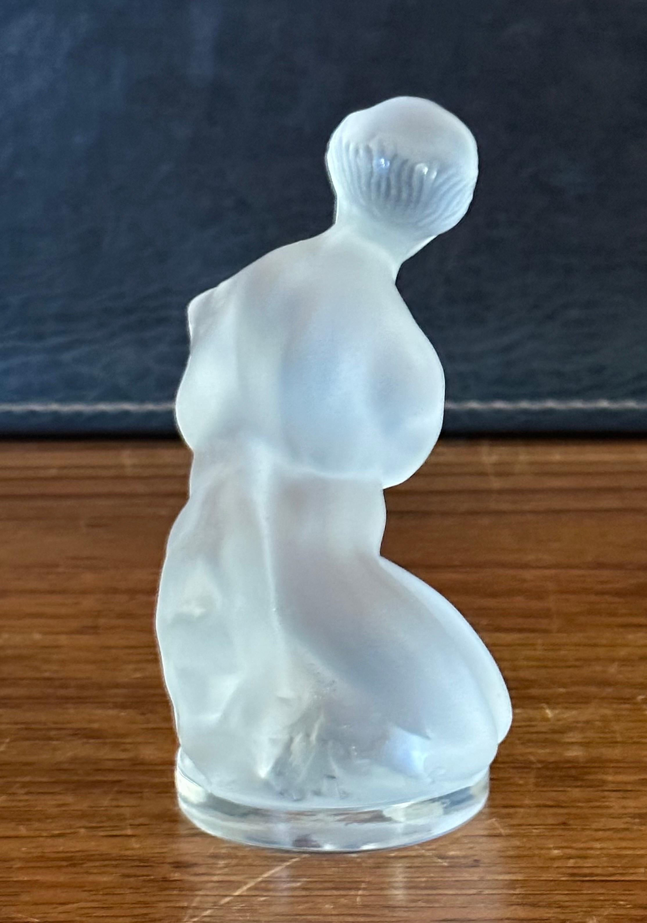 French Frosted Crystal Girl with Lamb Sculpture by Lalique of France For Sale