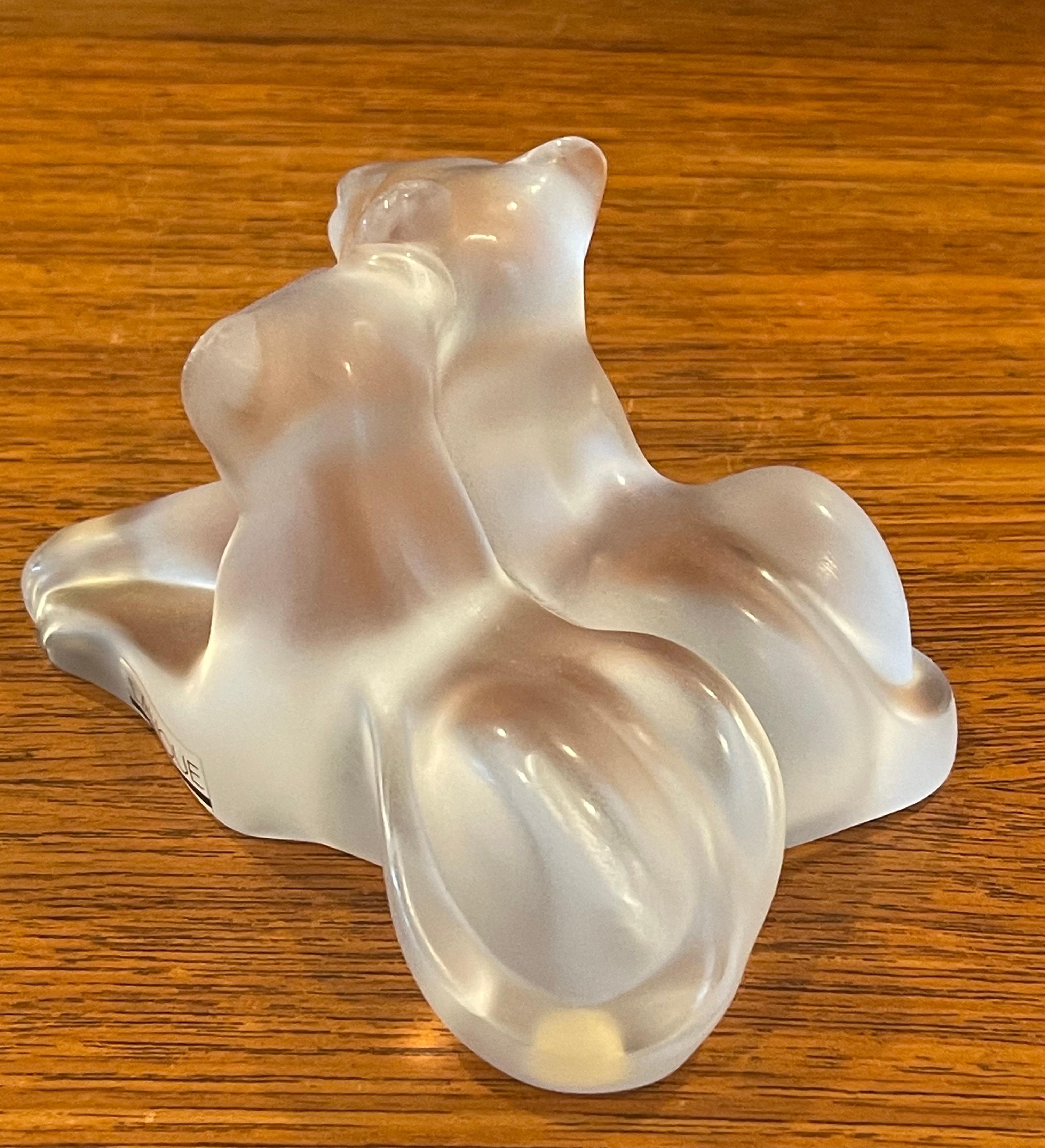 French Frosted Crystal Lion Cubs Sculpture by Lalique of France