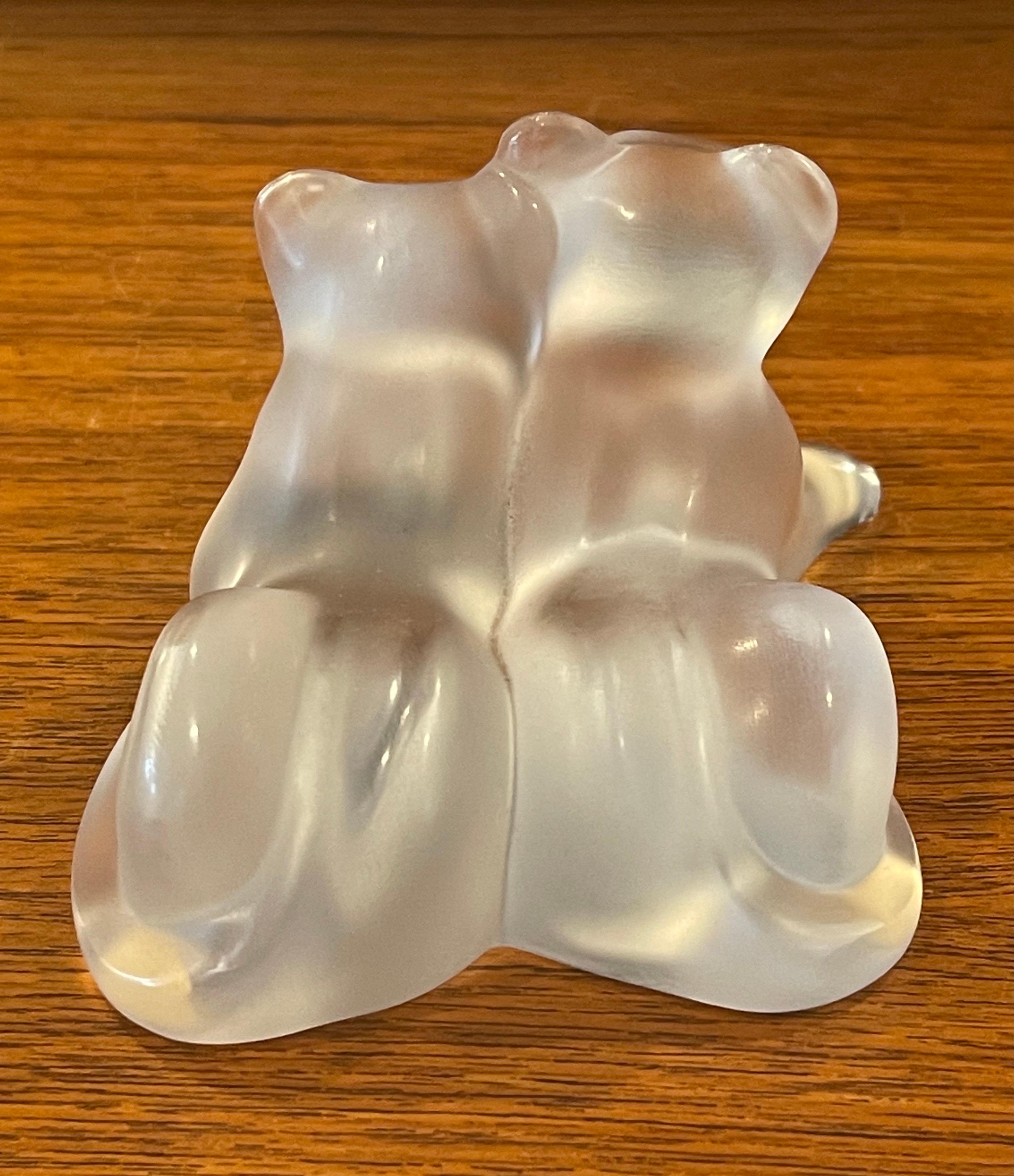 Frosted Crystal Lion Cubs Sculpture by Lalique of France In Good Condition In San Diego, CA