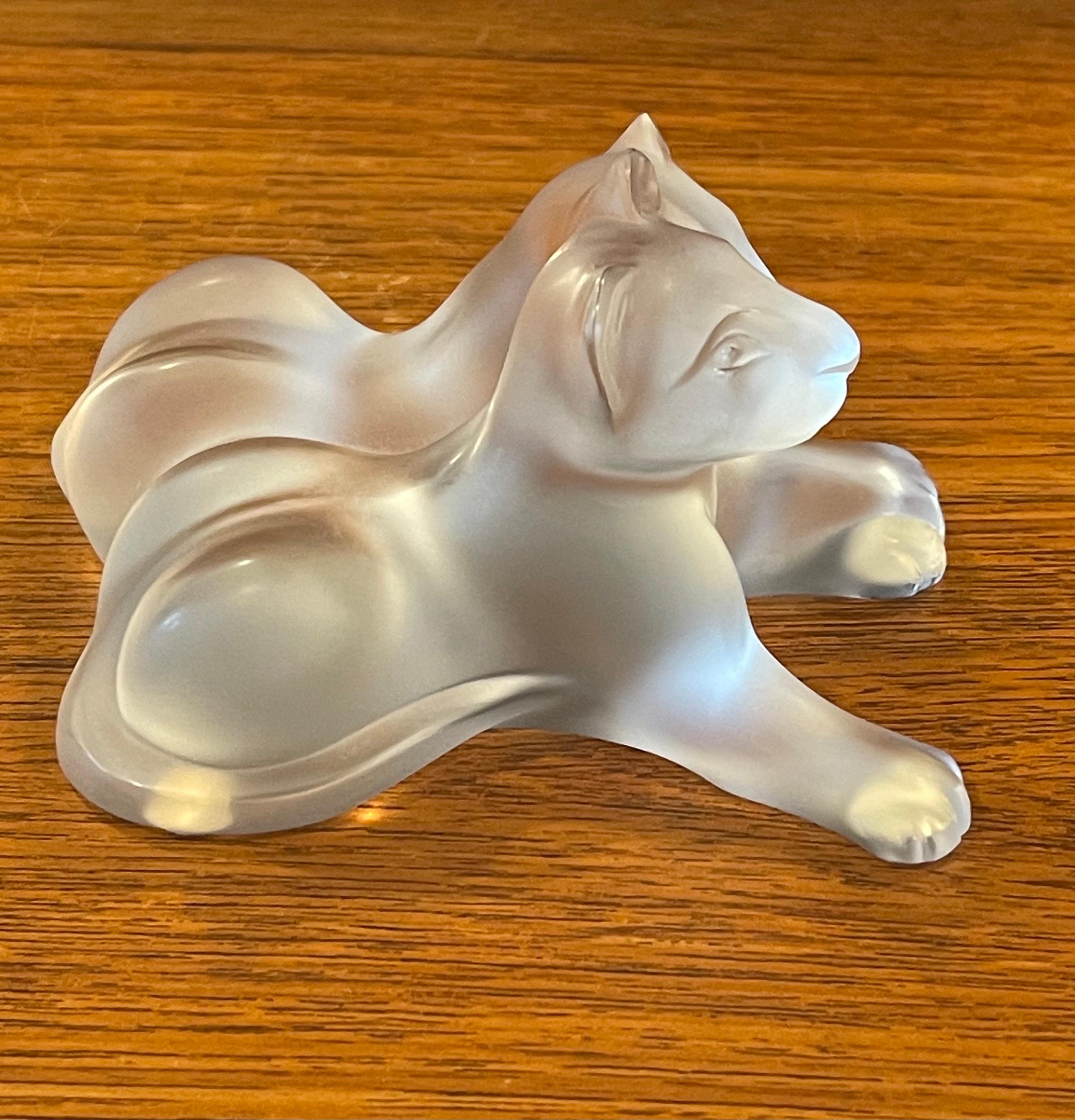 Frosted Crystal Lion Cubs Sculpture by Lalique of France 1