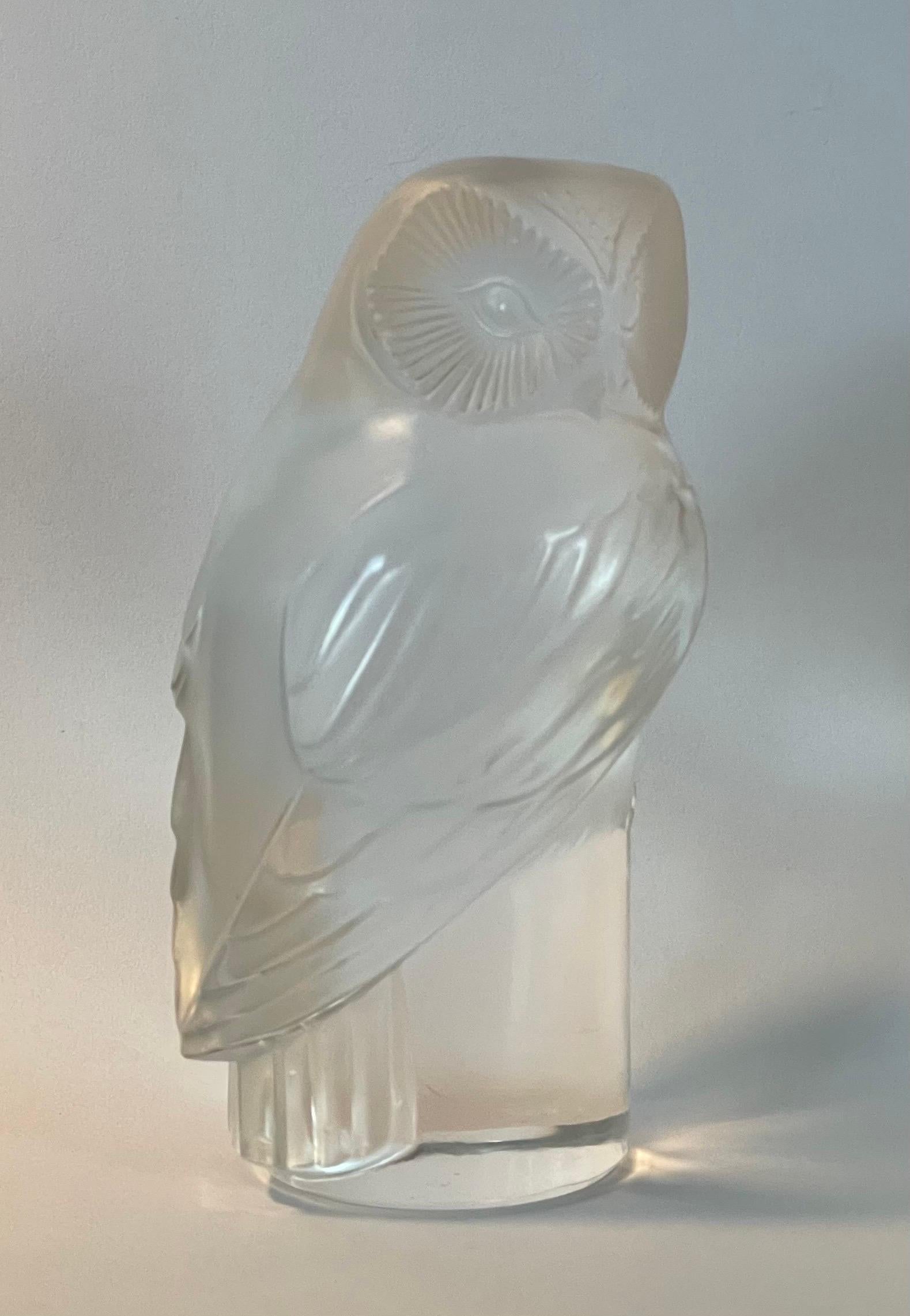 lalique owl glass