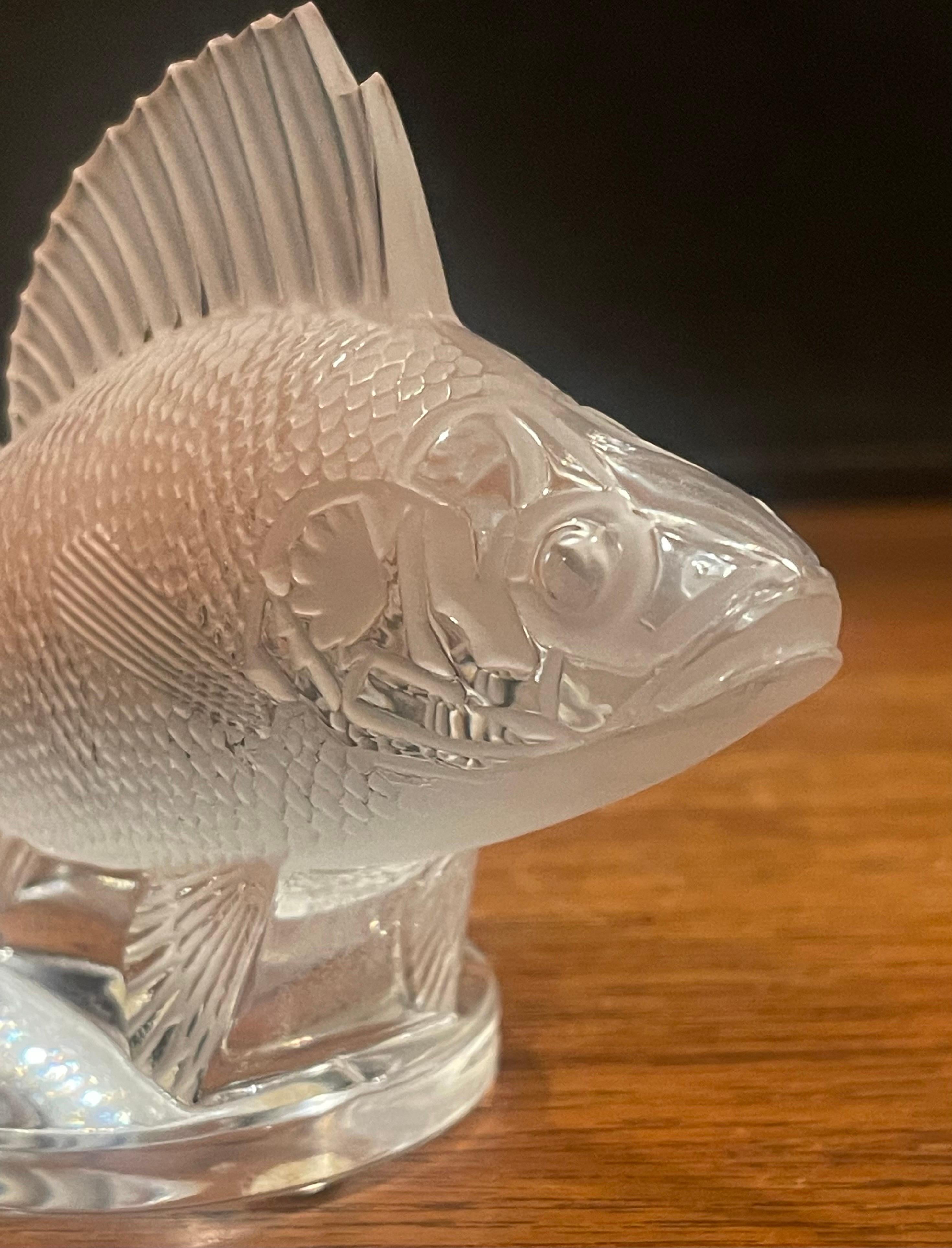 Frosted Crystal Perch Fish Sculpture by Lalique of France For Sale 2