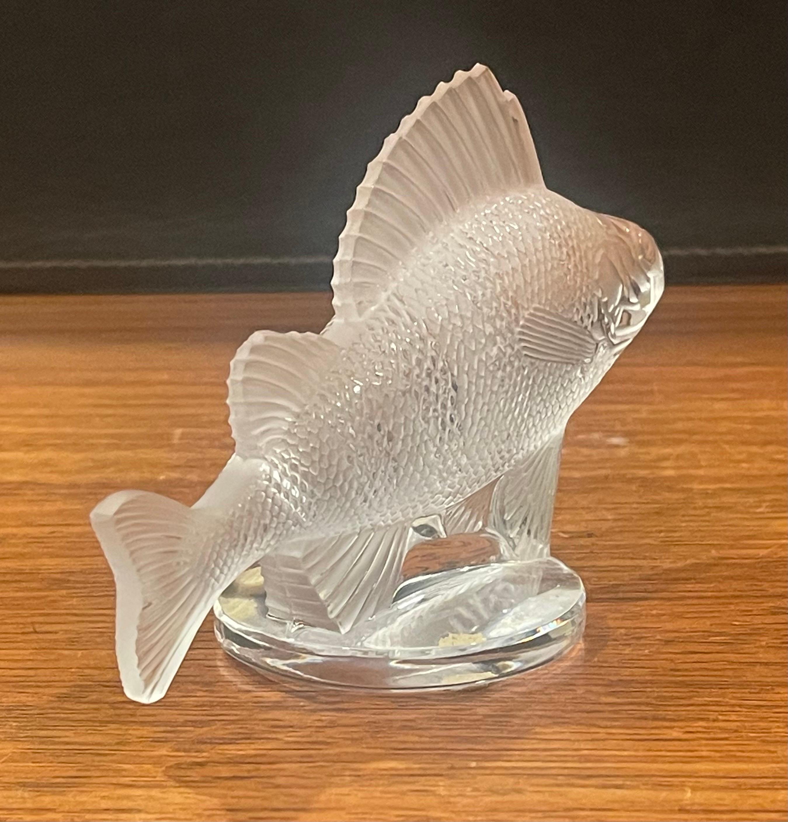 Frosted Crystal Perch Fish Sculpture by Lalique of France For Sale 3