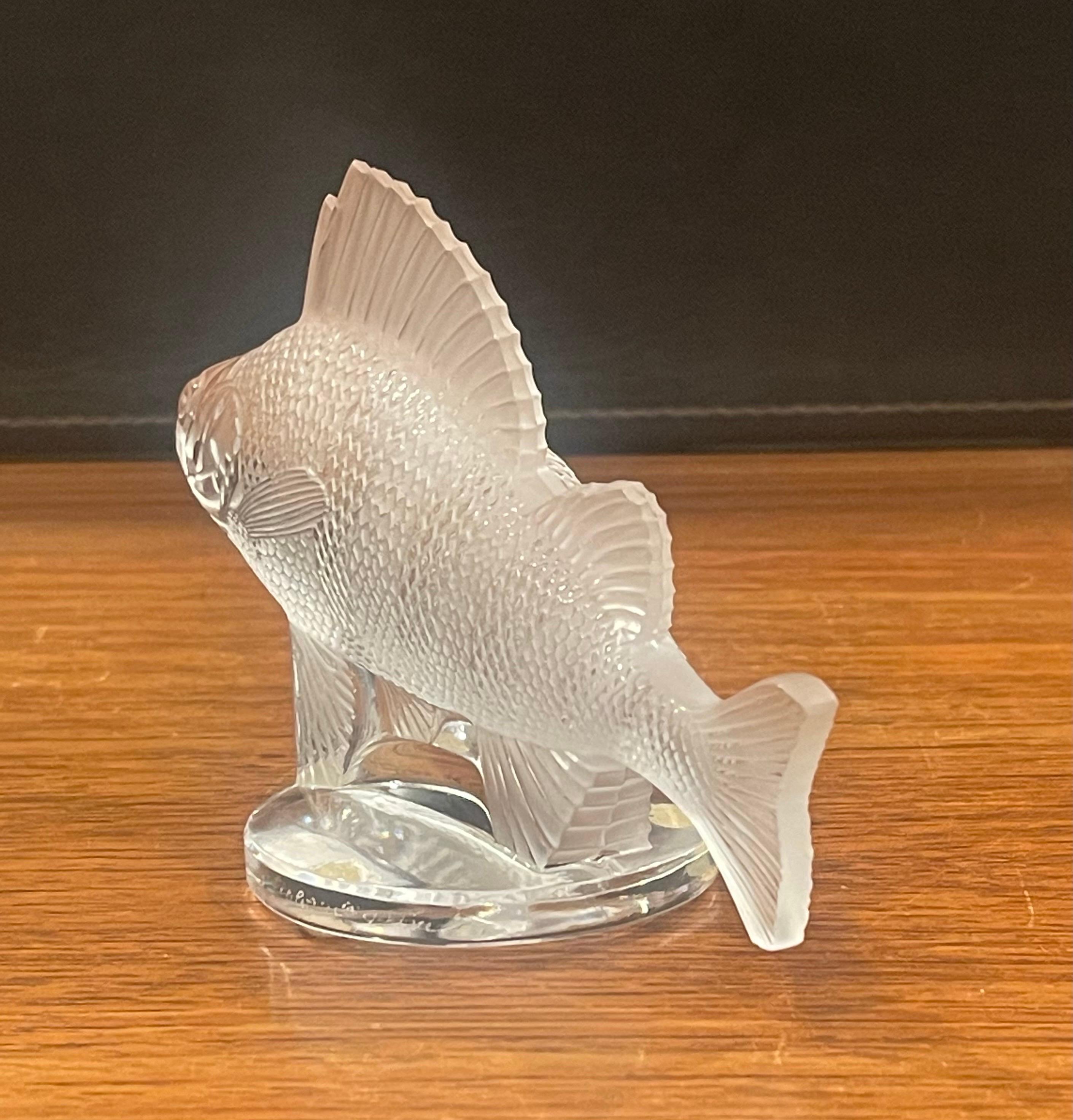 Frosted Crystal Perch Fish Sculpture by Lalique of France For Sale 4