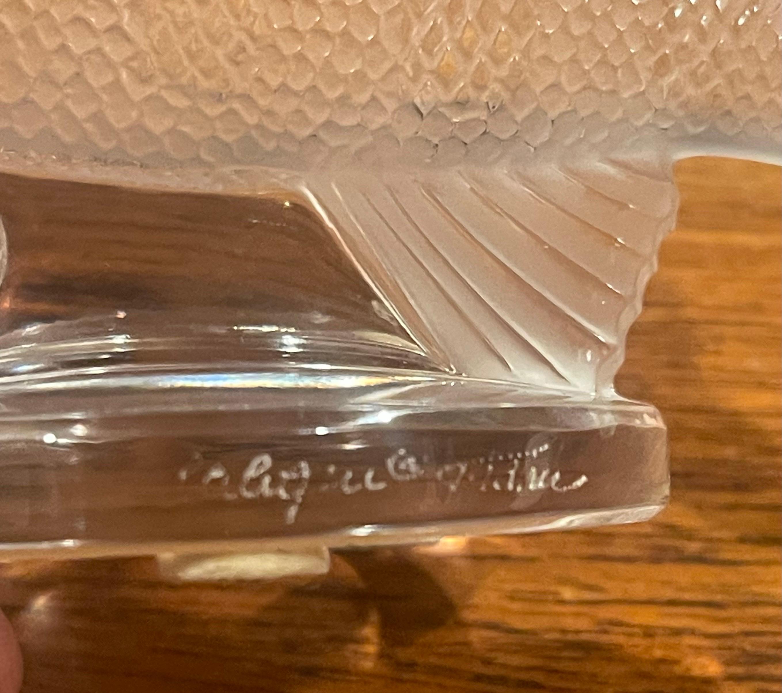 Frosted Crystal Perch Fish Sculpture by Lalique of France For Sale 5