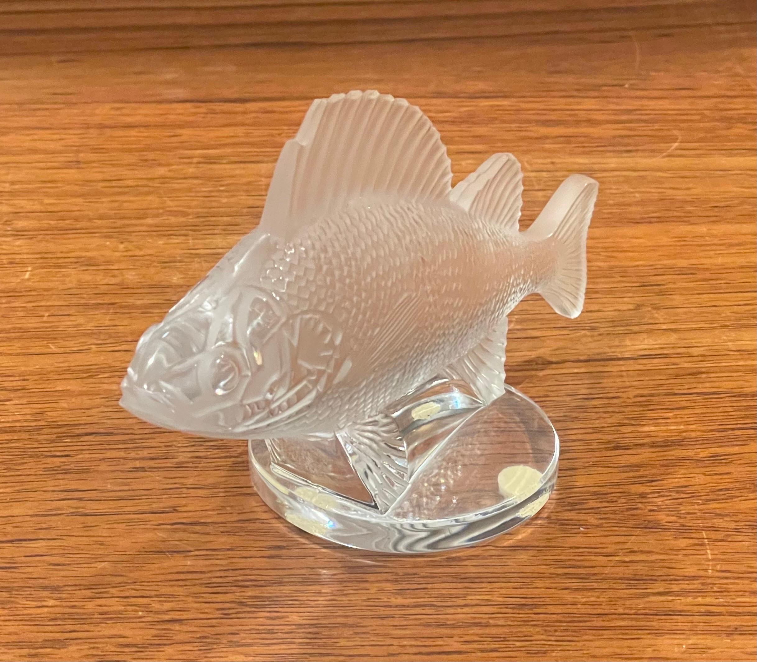 Frosted Crystal Perch Fish Sculpture by Lalique of France In Good Condition For Sale In San Diego, CA