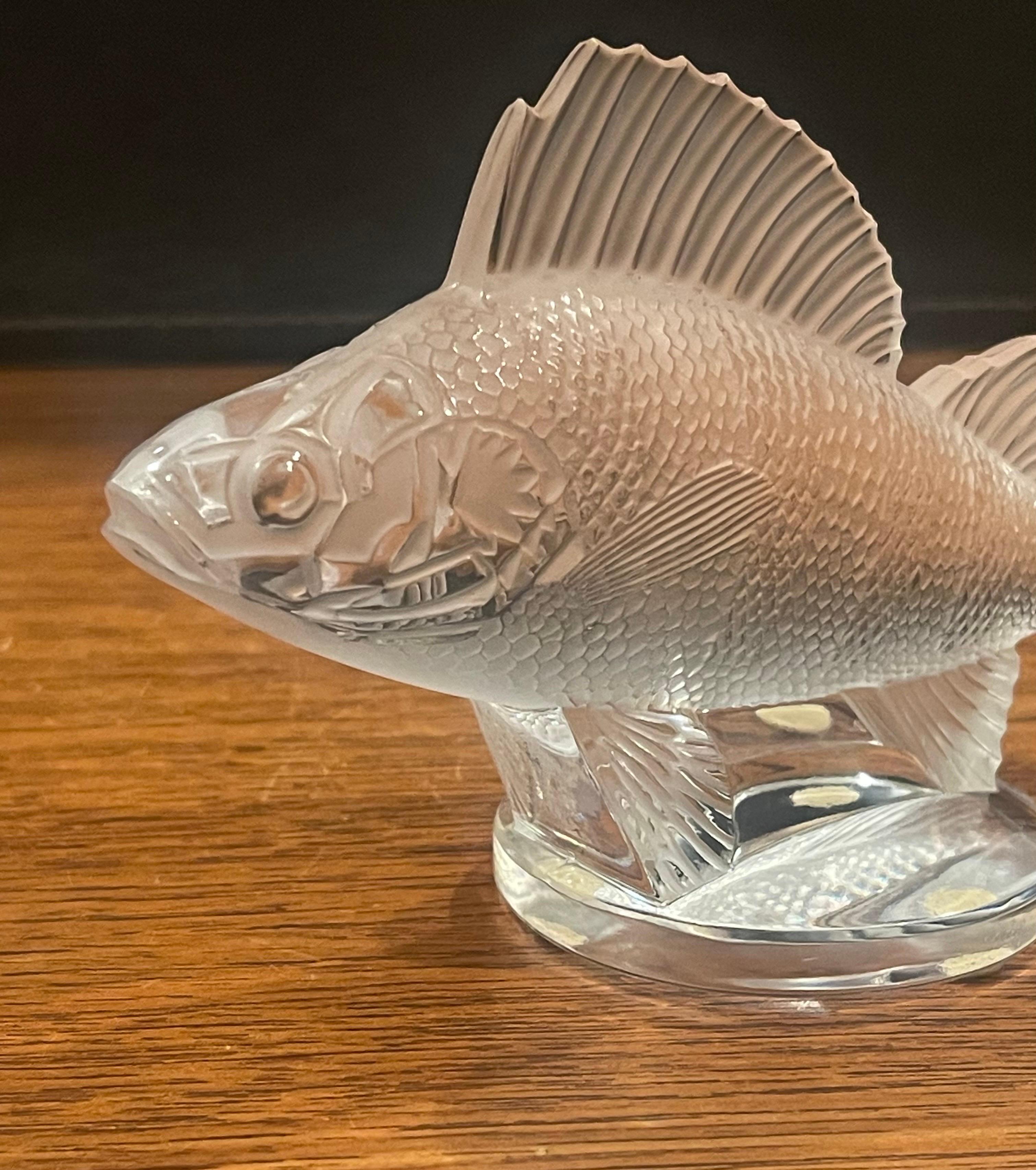 Frosted Crystal Perch Fish Sculpture by Lalique of France For Sale 1