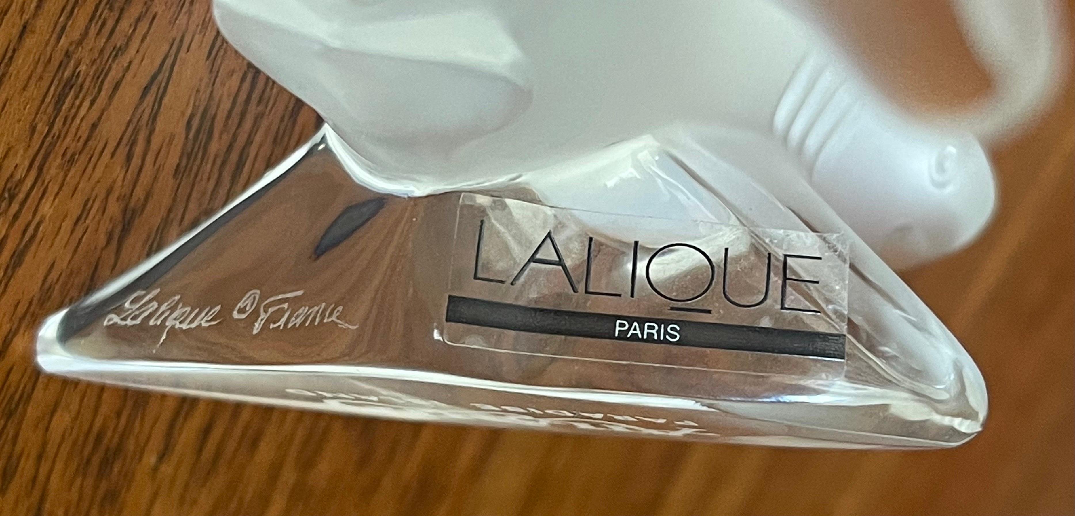 Frosted Crystal Shark Sculpture by Lalique of France For Sale 2