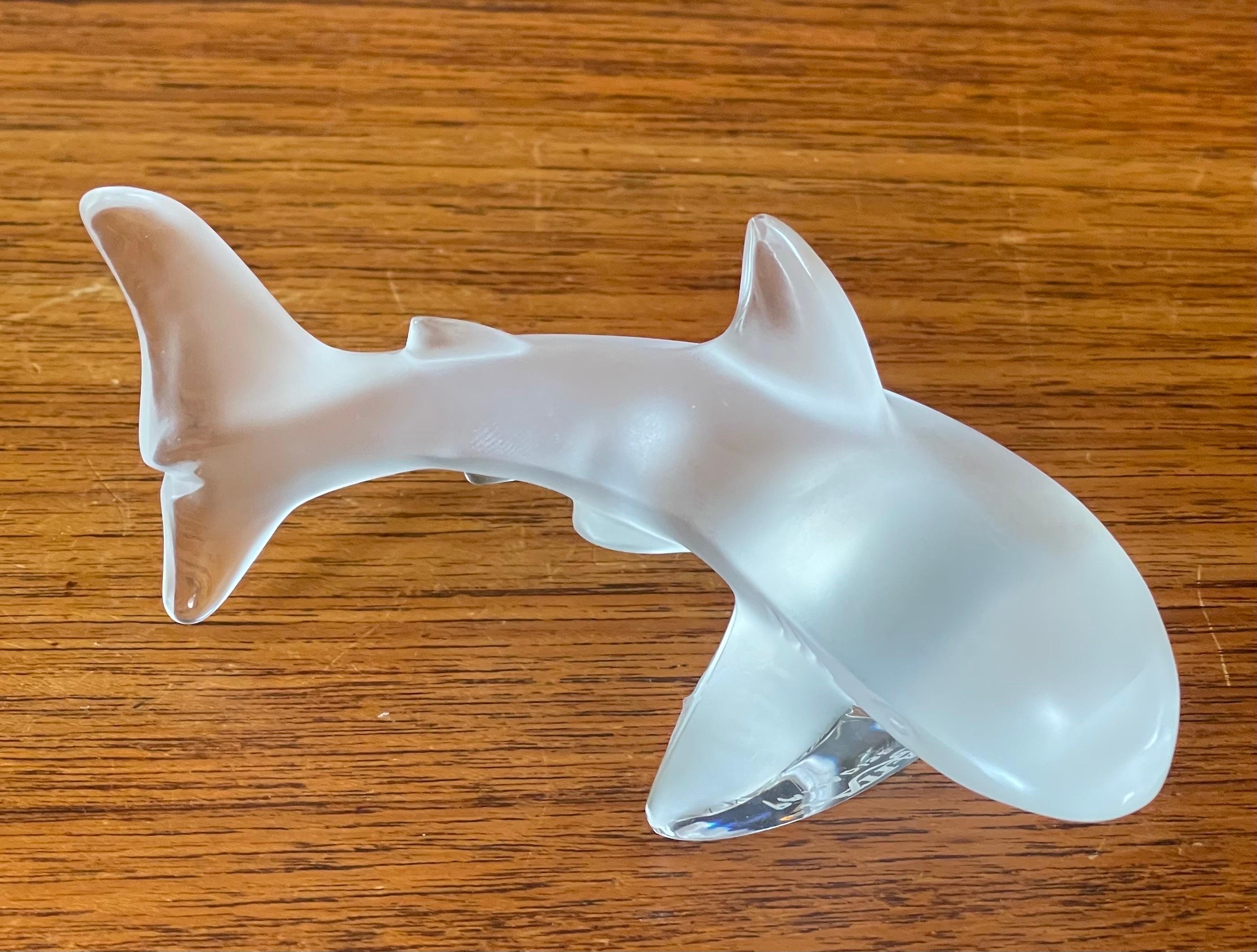 Frosted Crystal Shark Sculpture by Lalique of France For Sale 7
