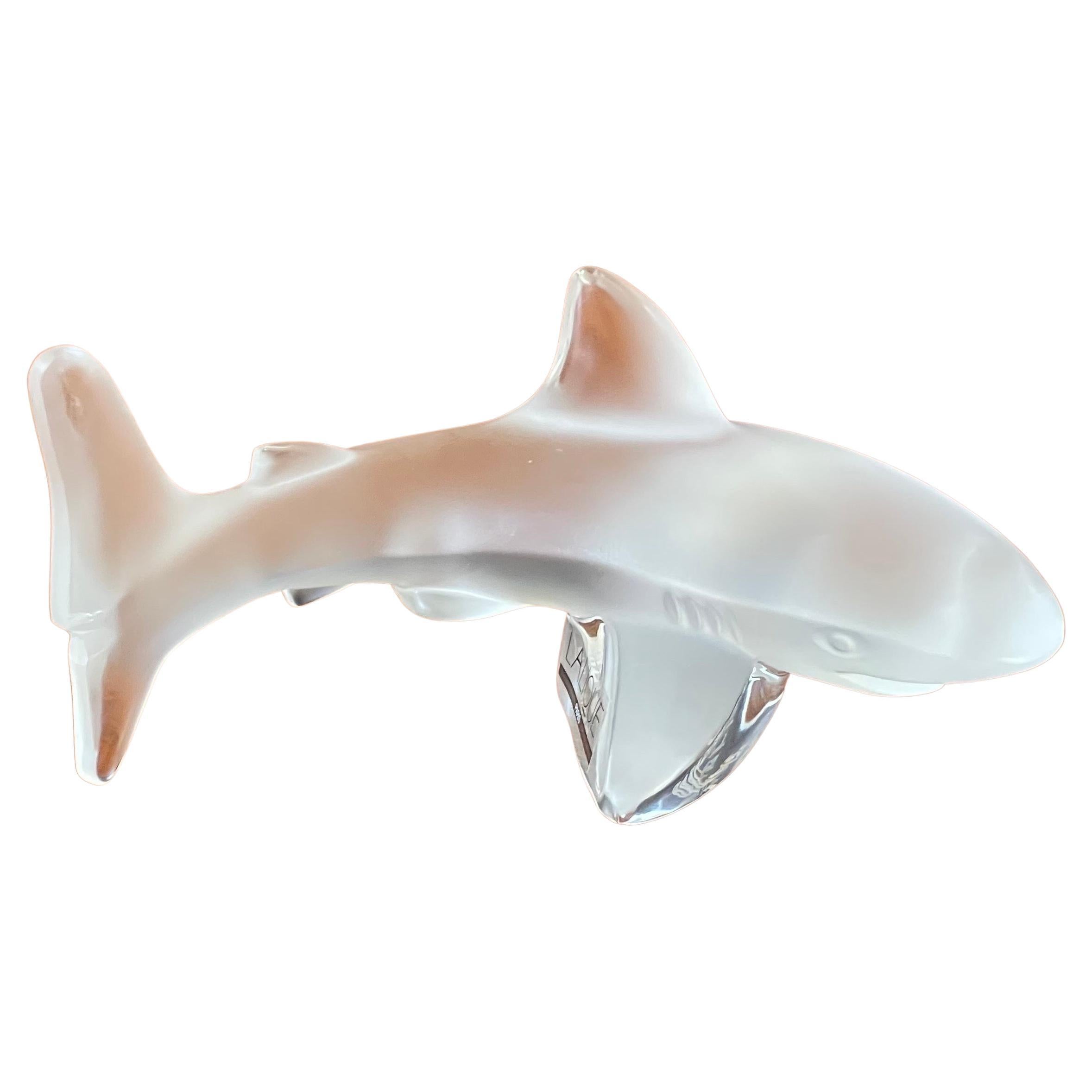 Frosted Crystal Shark Sculpture by Lalique of France