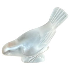 Frosted Crystal Sparrow / Bird Sculpture by Lalique of France