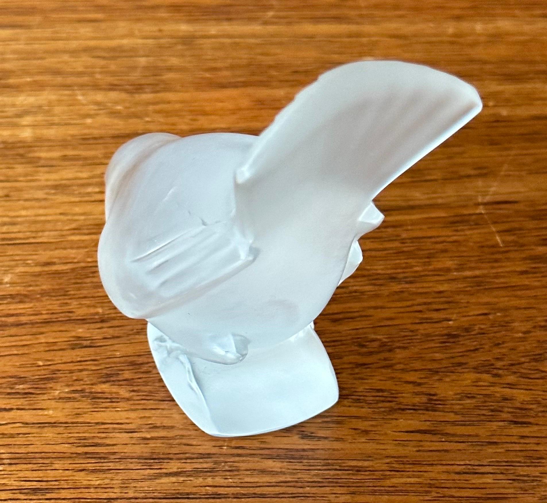 Art Deco Frosted Crystal Sparrow / Bird Sculpture by Lalique of France For Sale