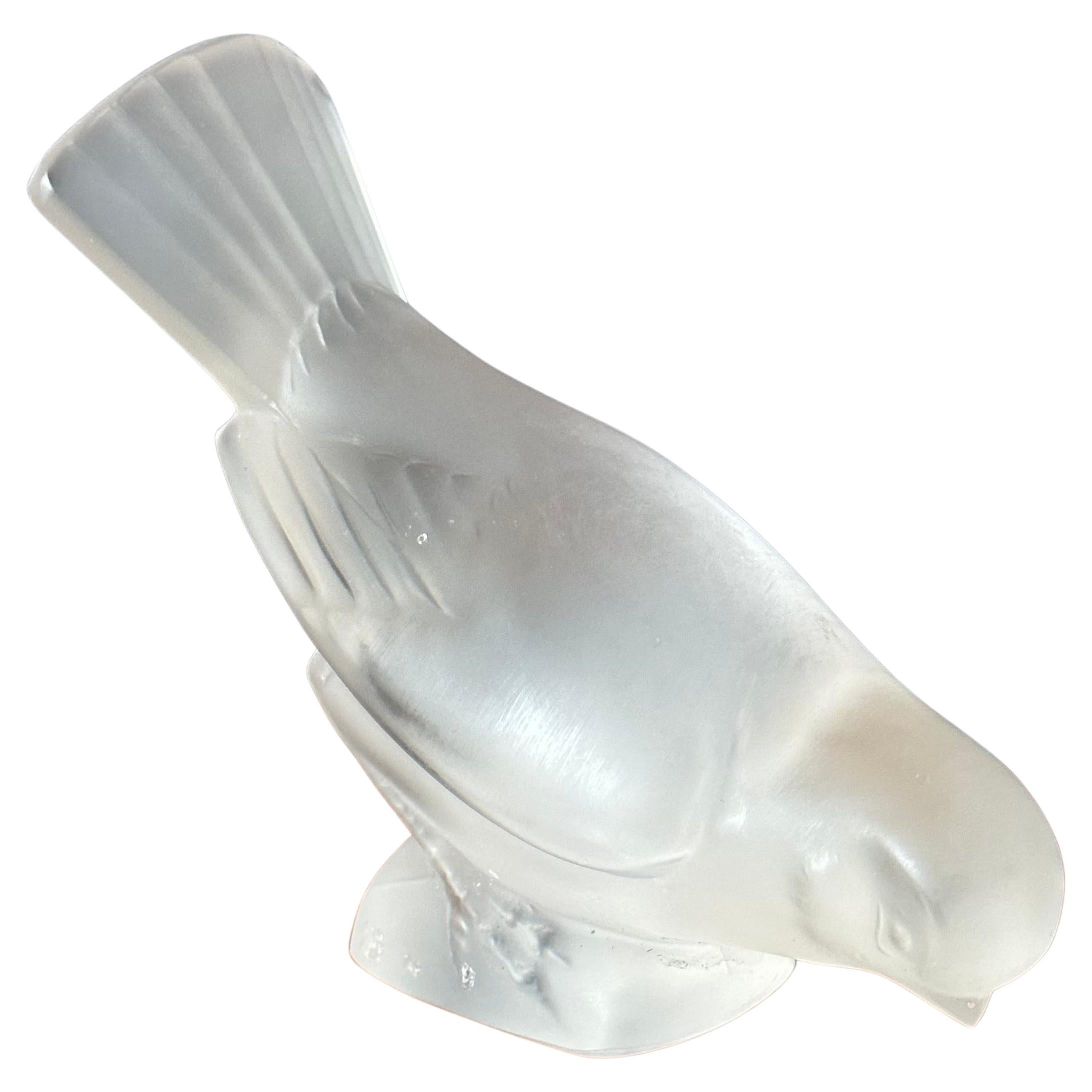 Frosted Crystal Sparrow / Bird Sculpture by Lalique of France For Sale