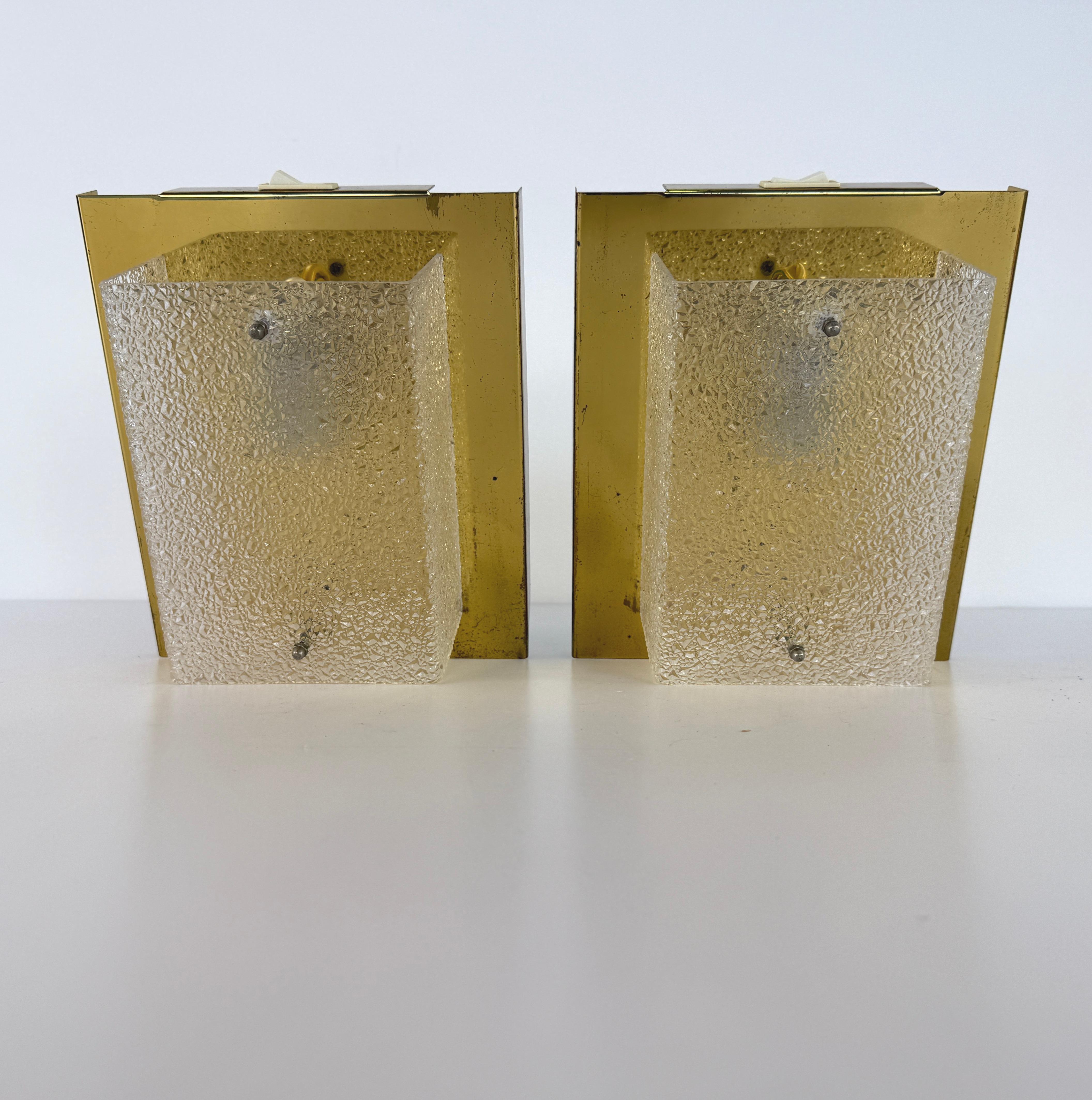 Frosted Danish Wall Sconces, 1970s – A Pair For Sale 1